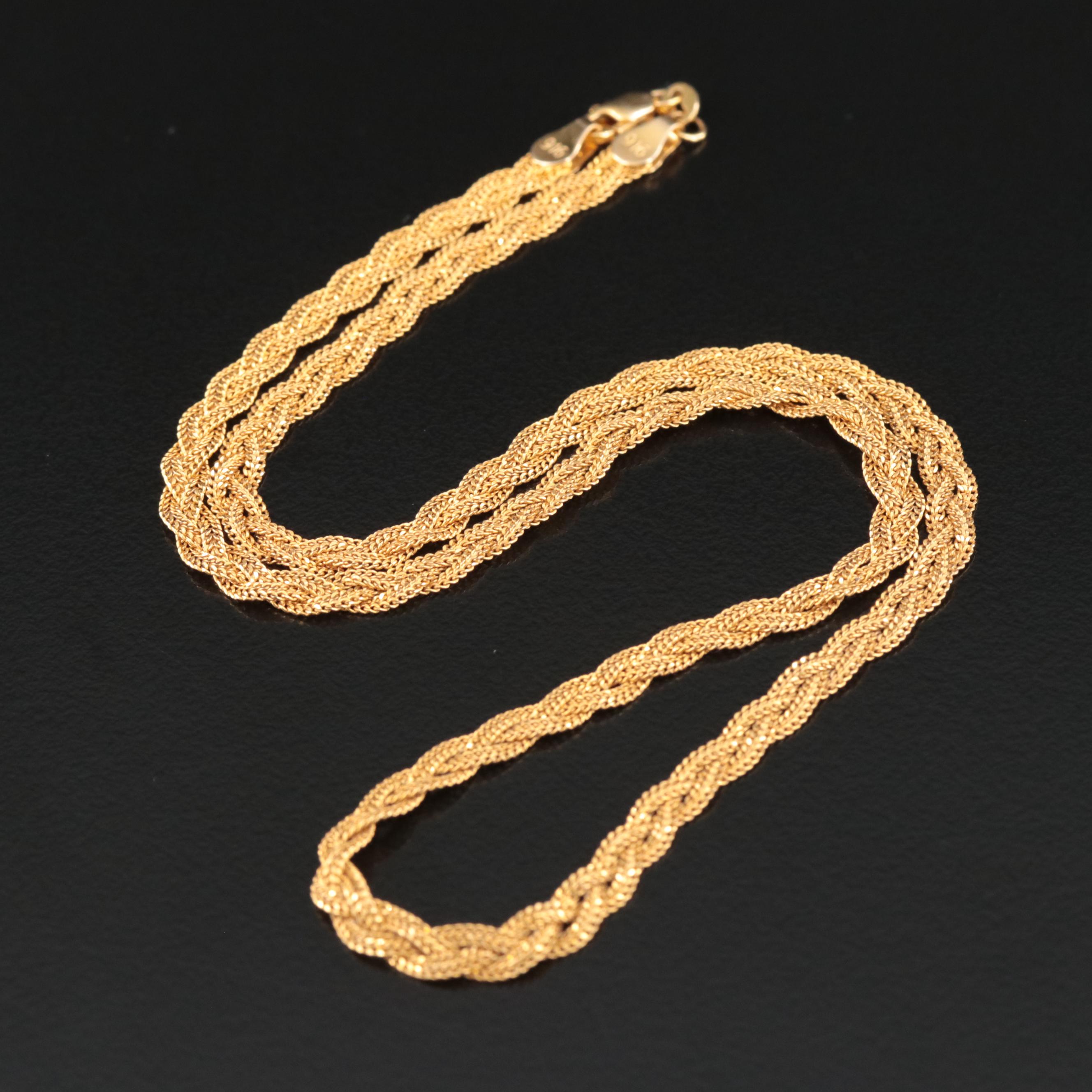 22K Braided Double Curb Chain Necklace