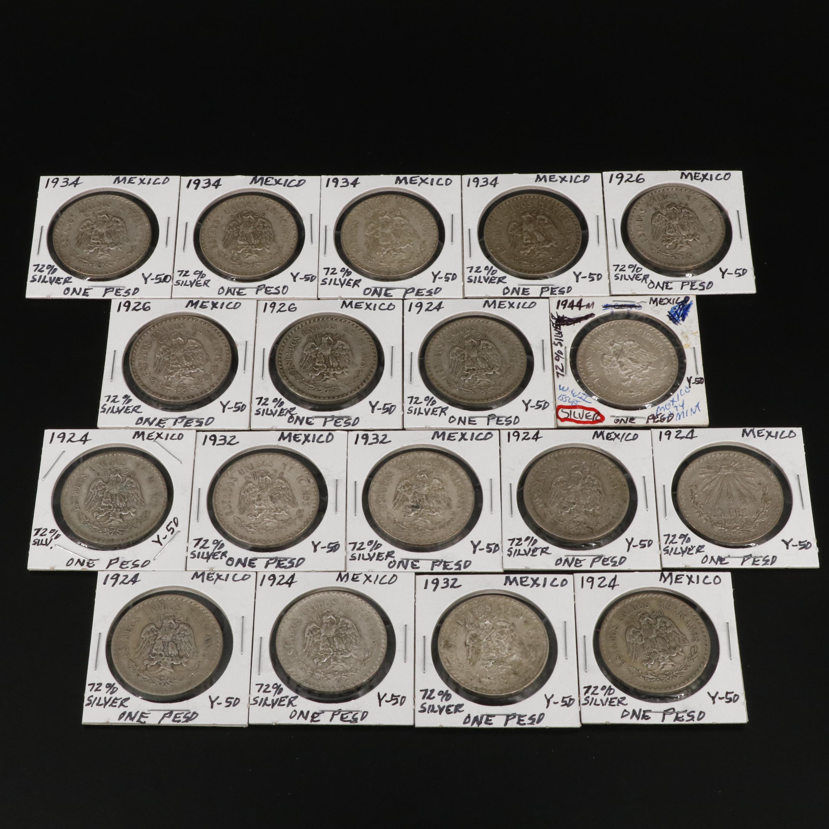 Collection of Eighteen Mexican Silver Coins