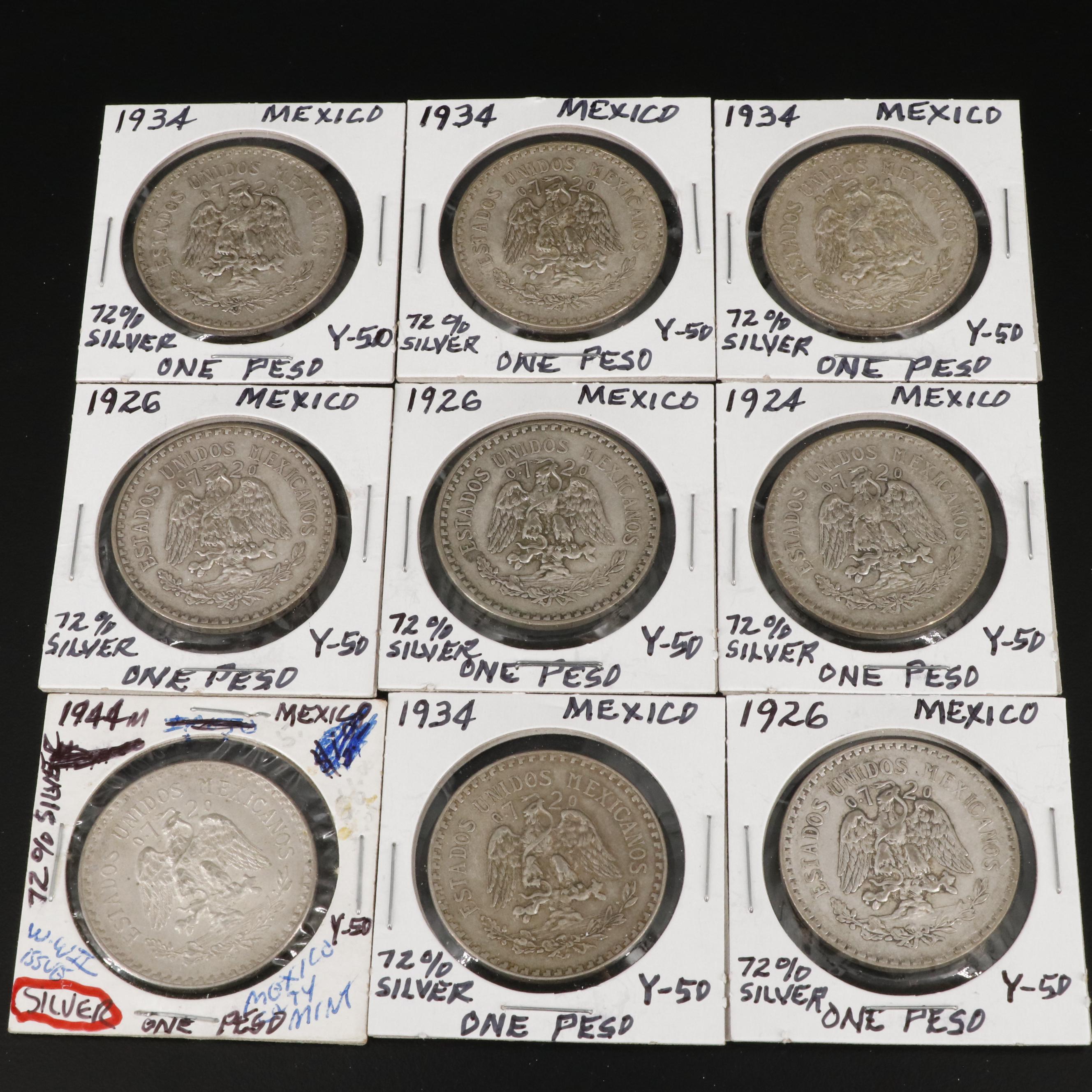 Collection of Eighteen Mexican Silver Coins