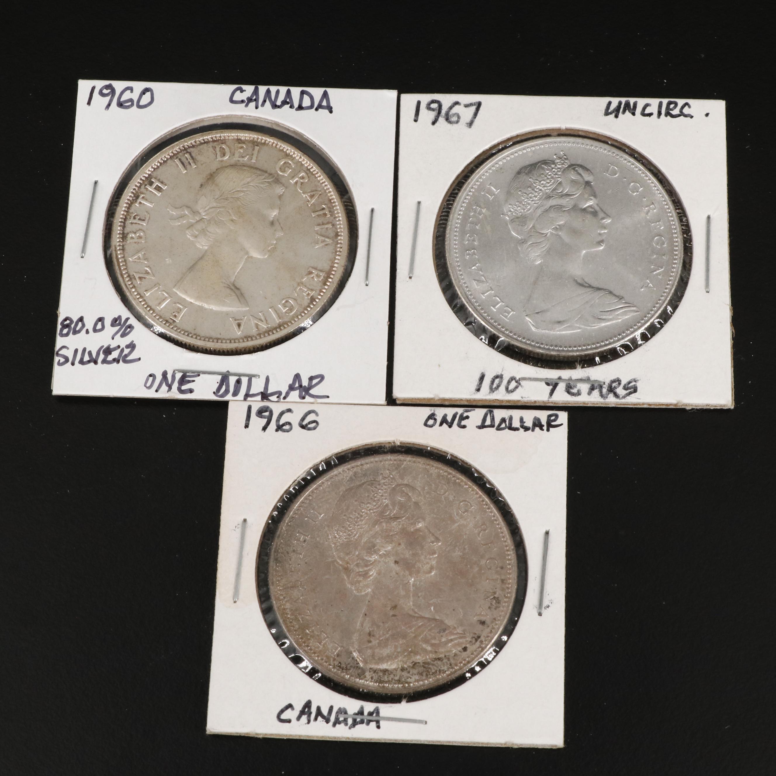 Collection of Eleven Silver Dollar Coins from Canada