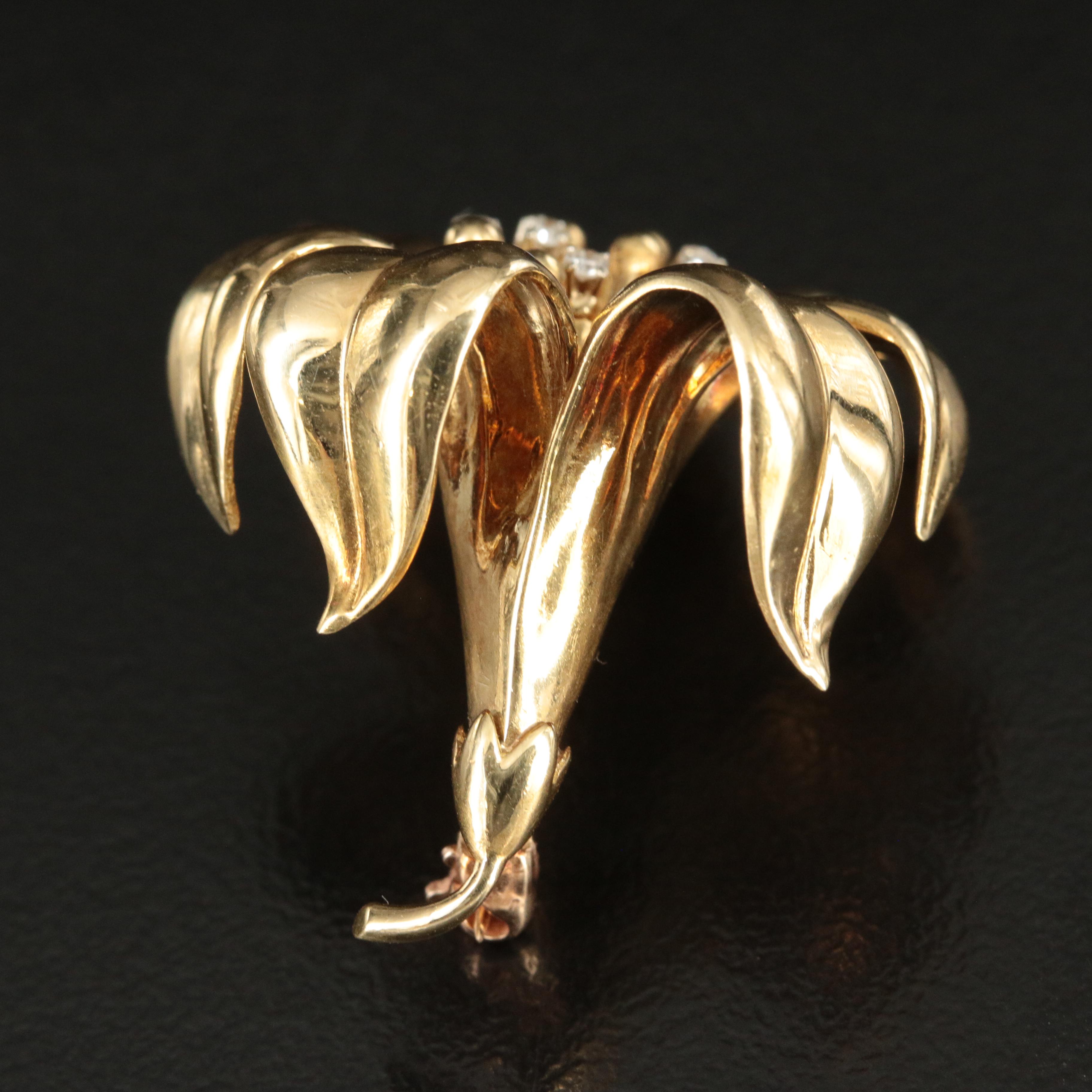 Tiffany & Co. 18K and Diamond Vintage Lily Brooch