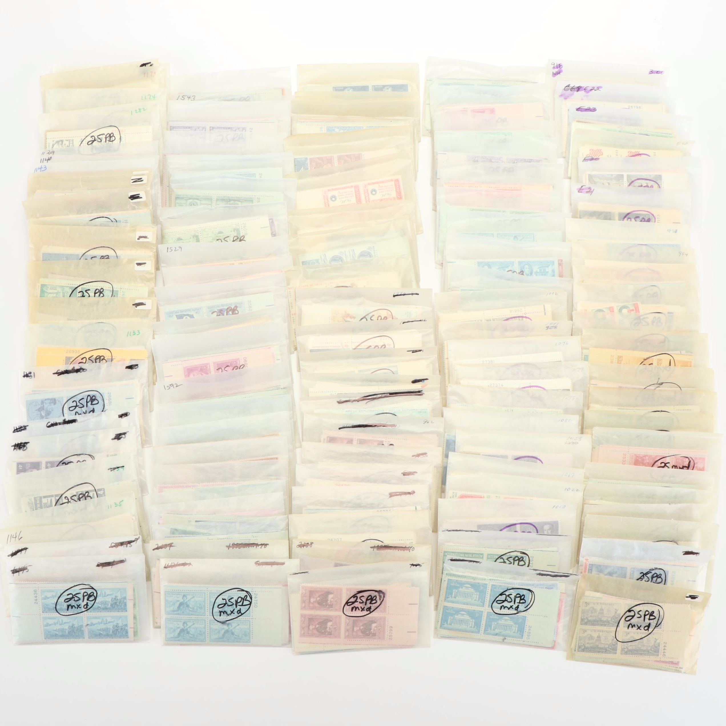 Large U.S. Postage Stamp Plate Block Collection