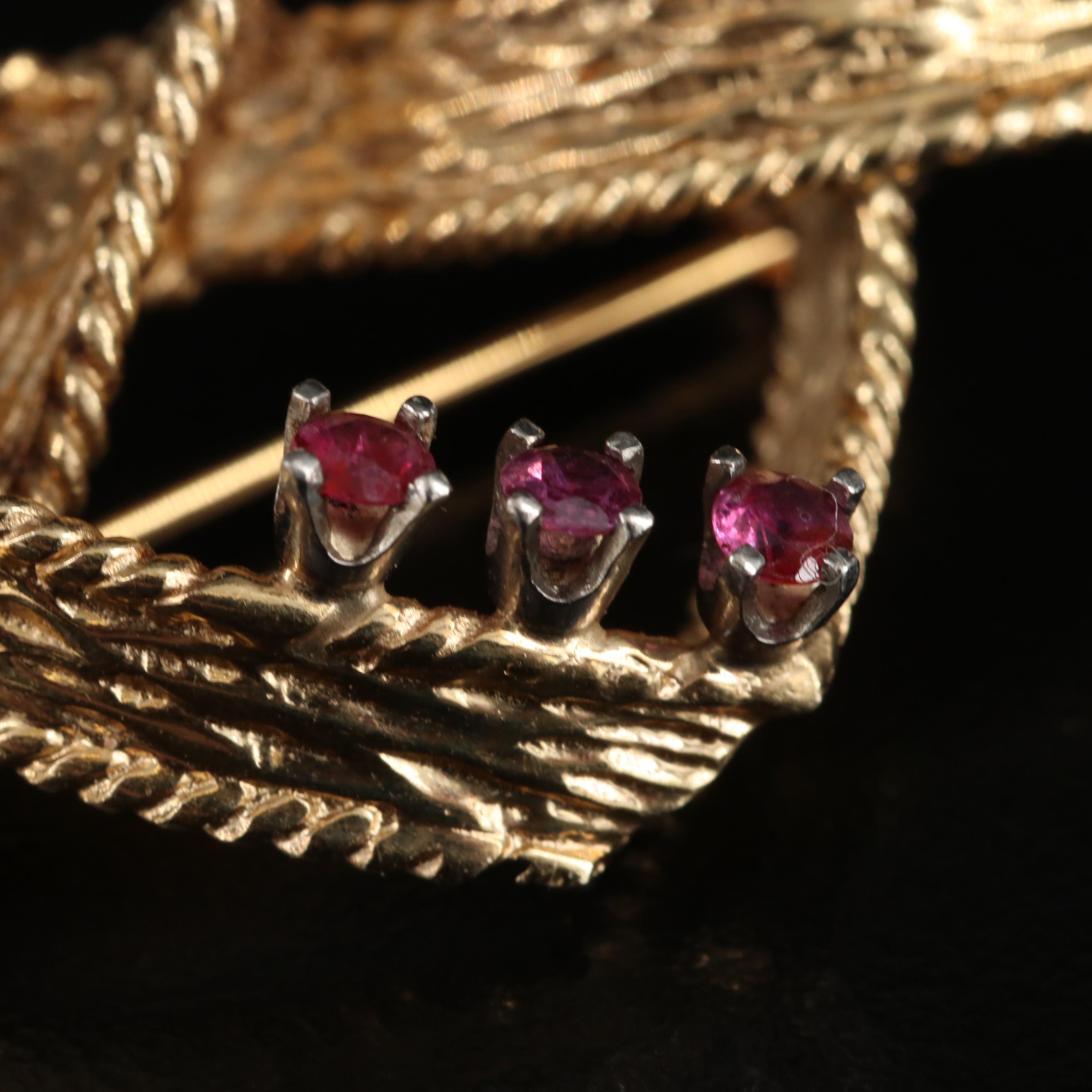 14K Ruby Knot Brooch with Palladium Settings