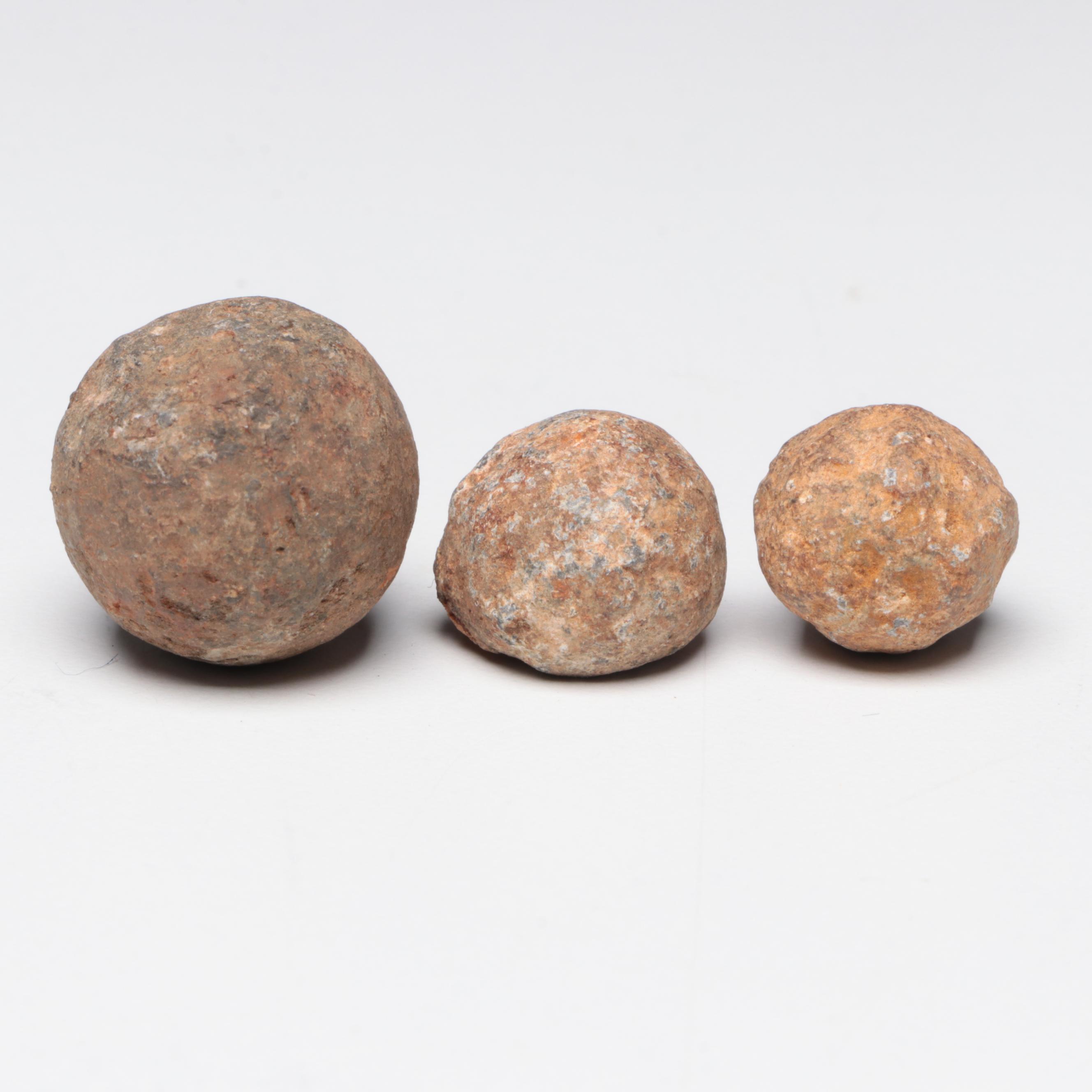 Three Salvaged 17th / 18th Century Musket Balls
