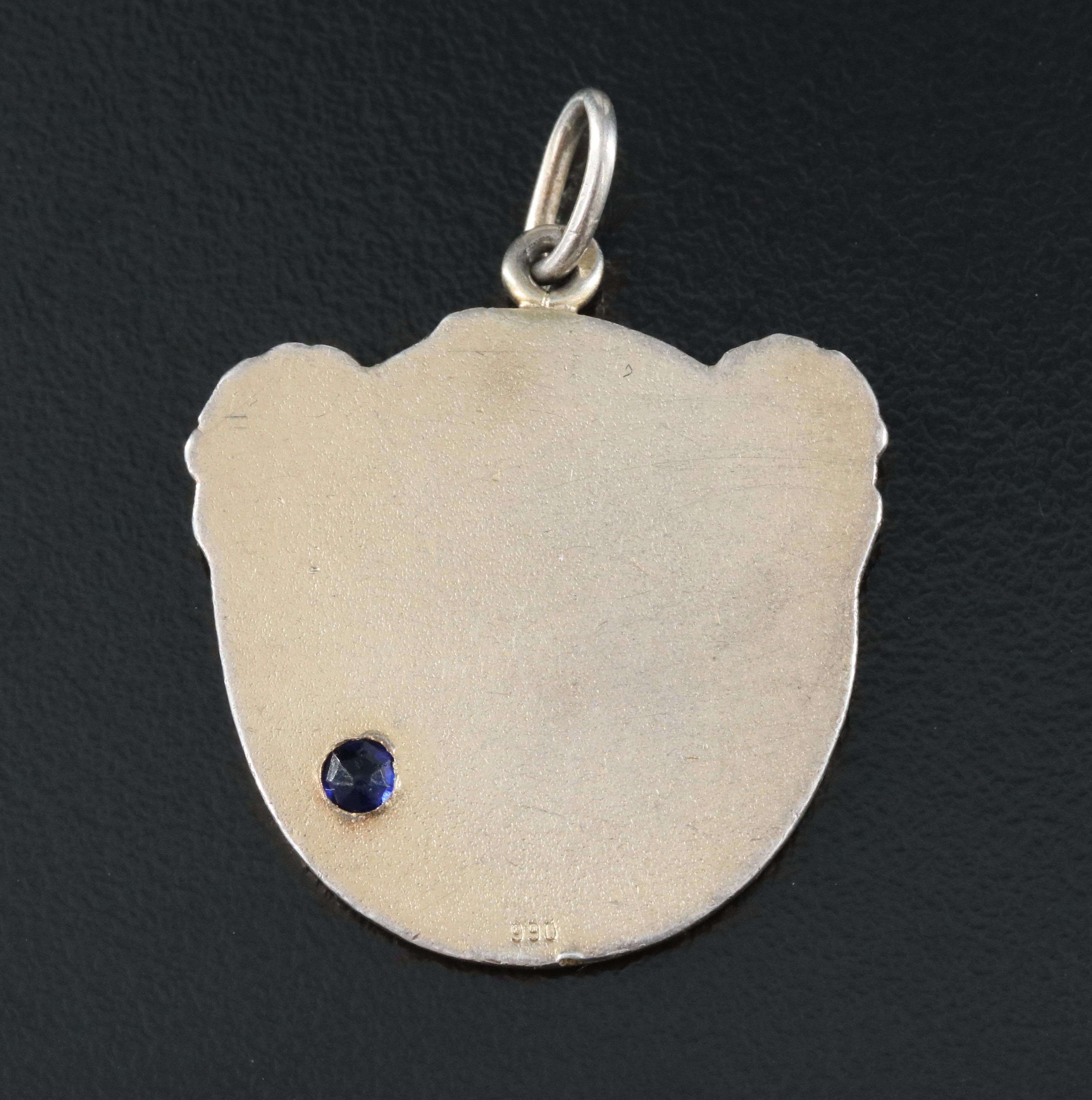 990 Silver Garnet Glass Doublet Profile Pendant