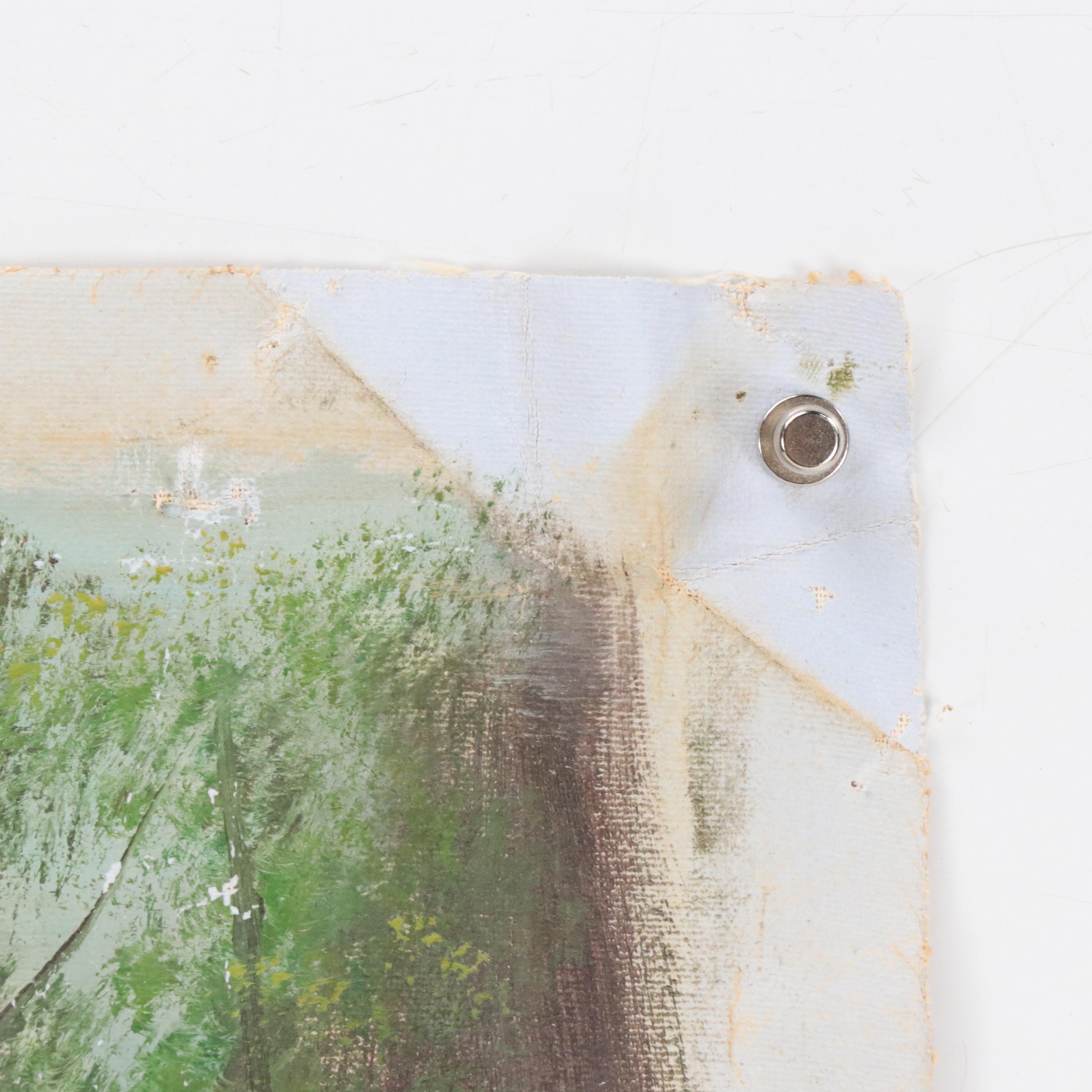 Landscape Oil Painting of Forest and Lake, Circa 1990