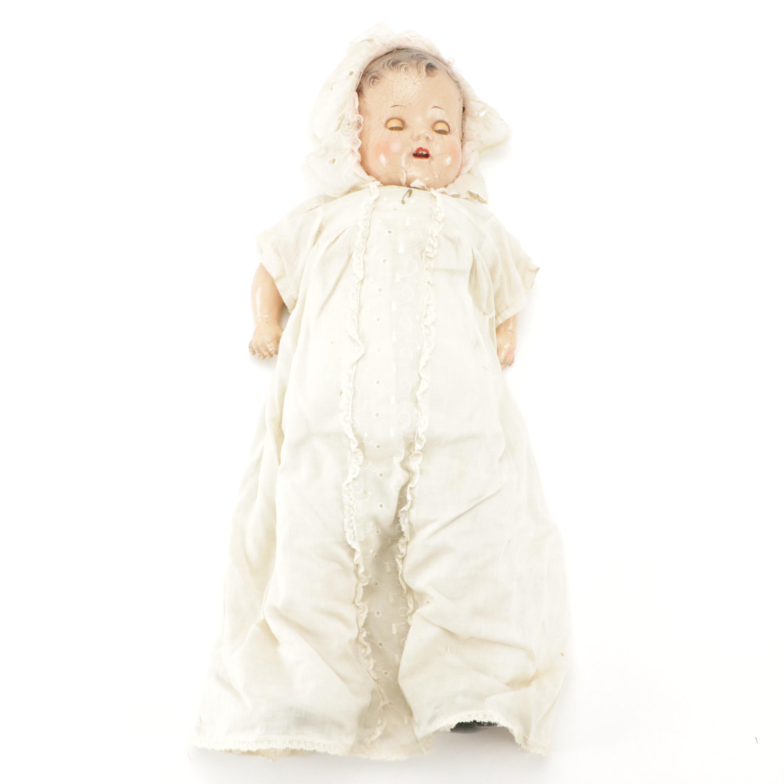 Composition Jointed Sleepy Eye Dolls with Clothes, Early to Mid-20th Century