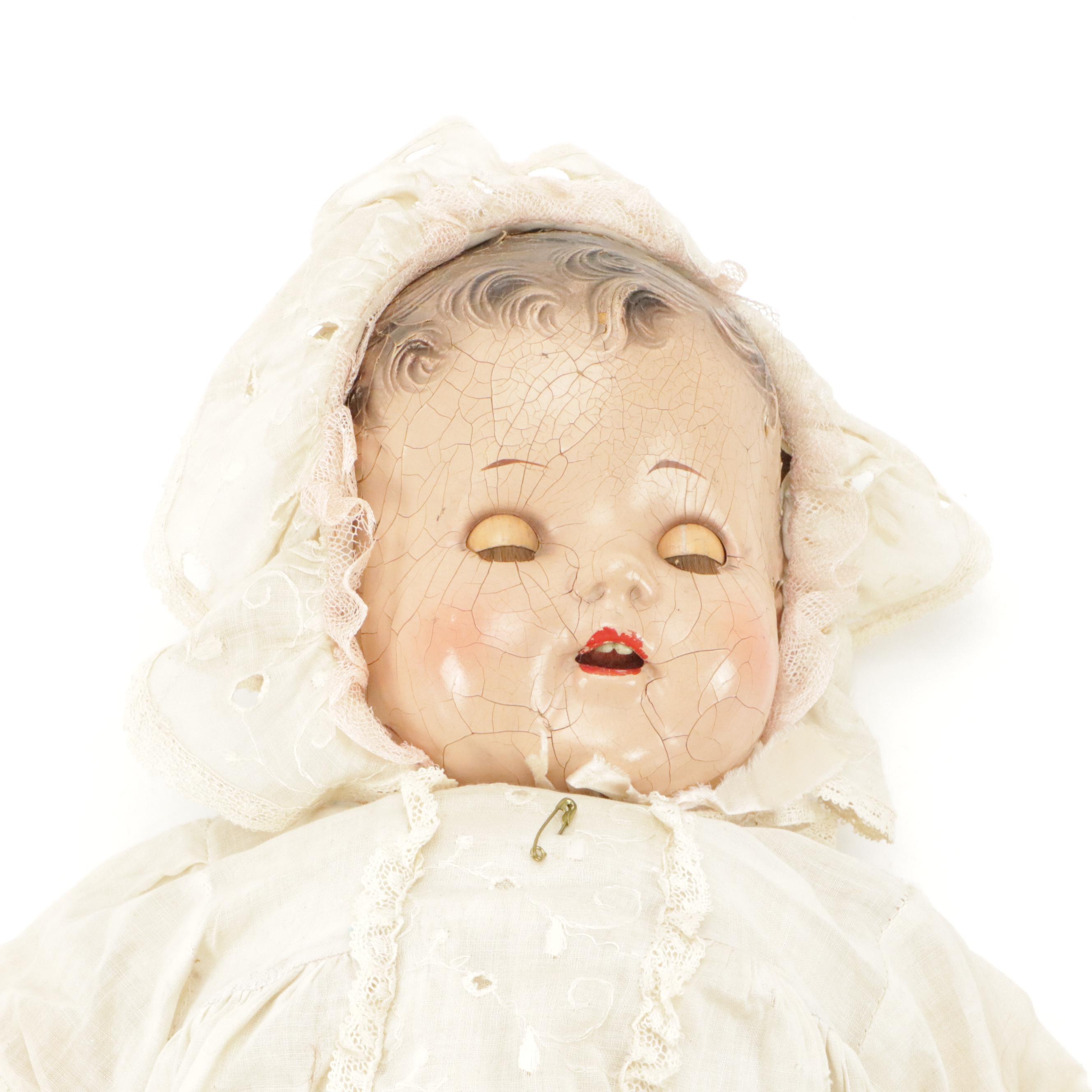 Composition Jointed Sleepy Eye Dolls with Clothes, Early to Mid-20th Century