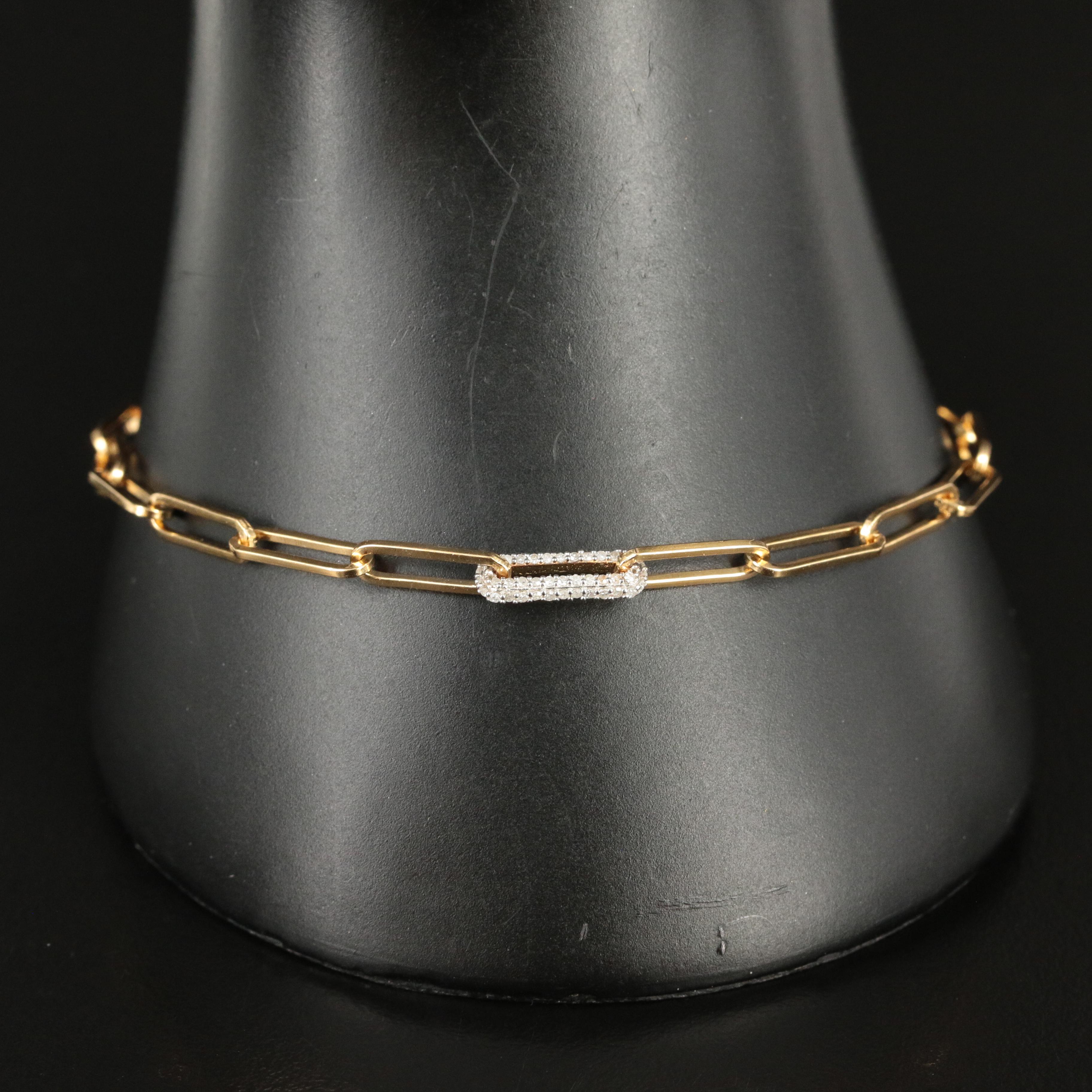 Sterling Diamond Paper Clip Bracelet
