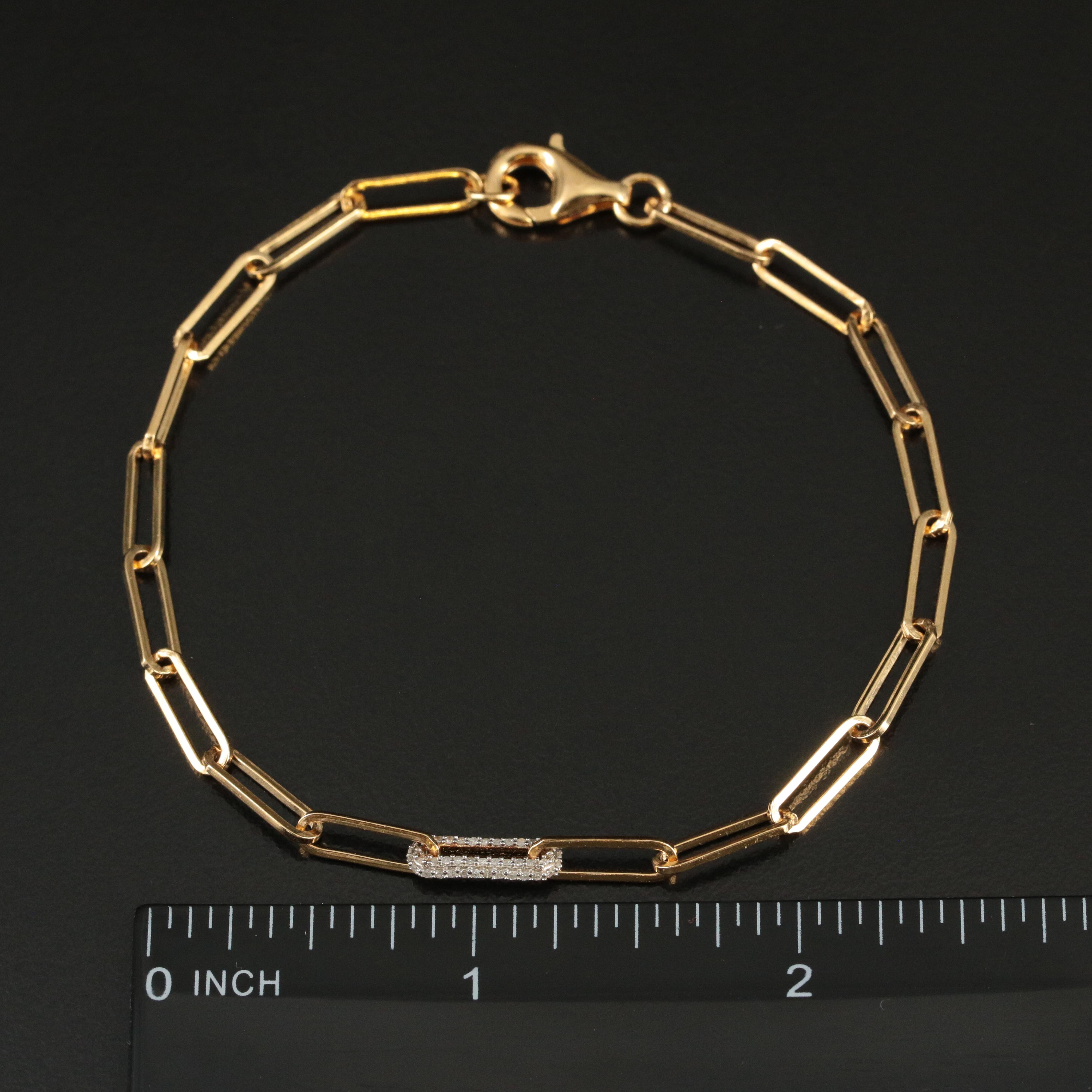 Sterling Diamond Paper Clip Bracelet