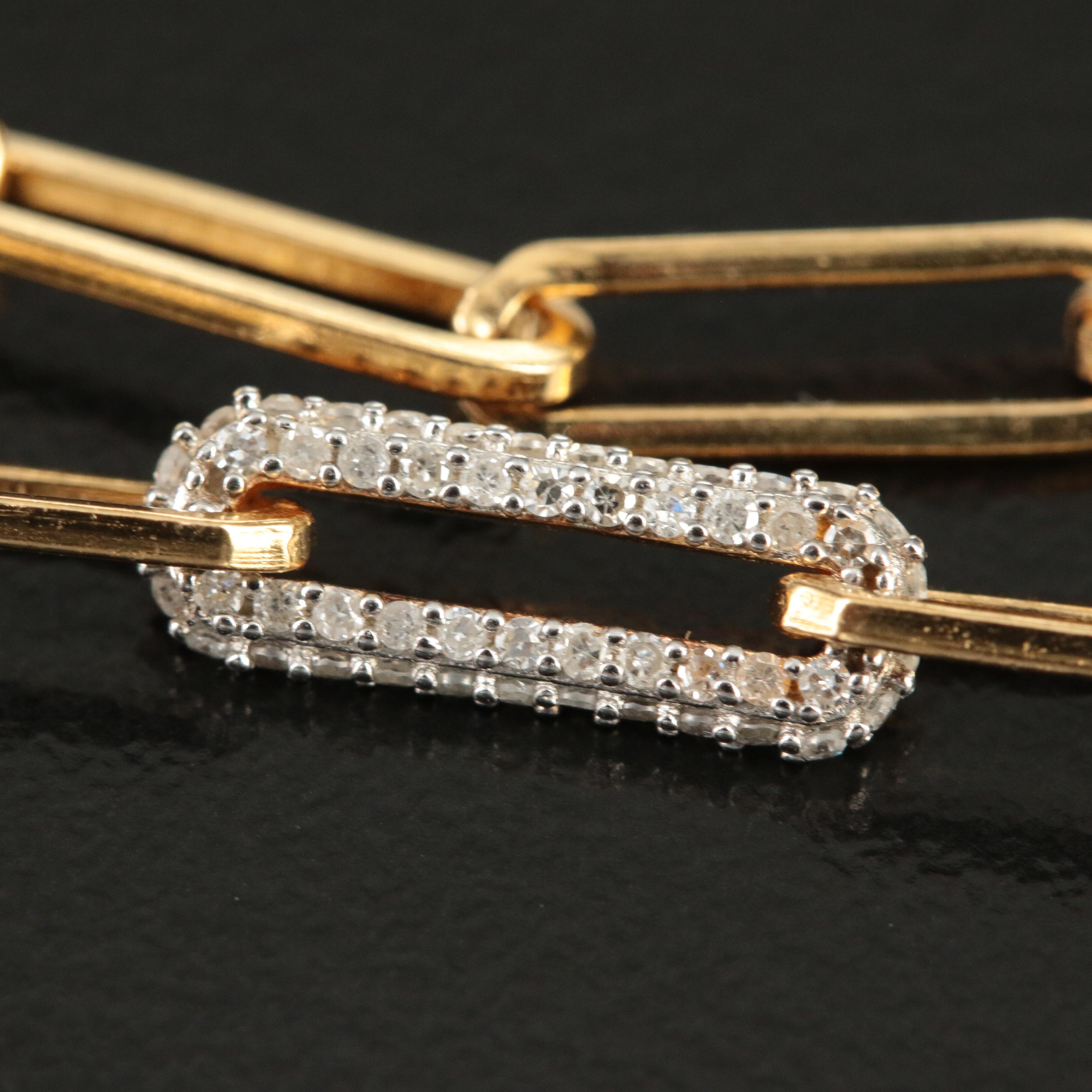 Sterling Diamond Paper Clip Bracelet