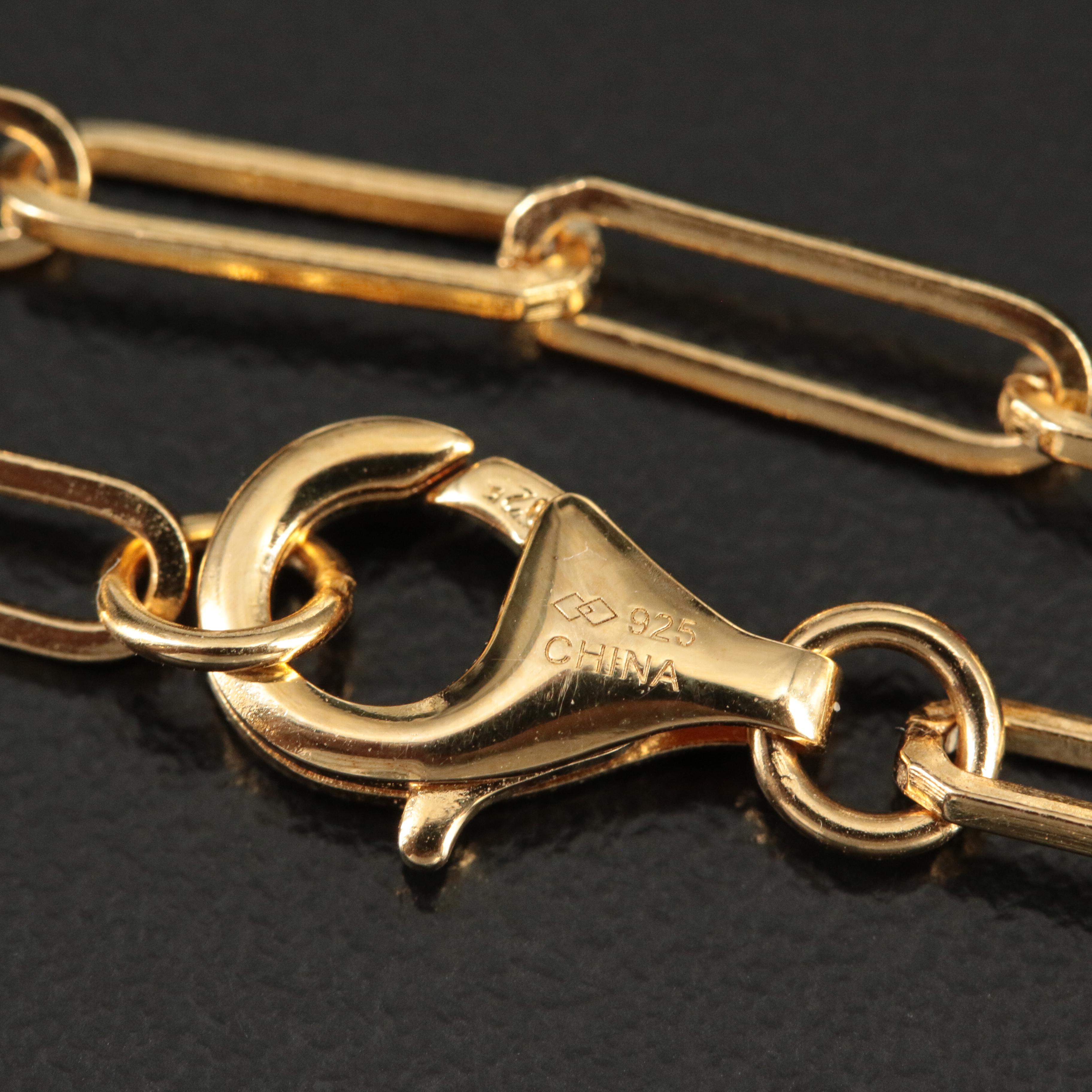 Sterling Diamond Paper Clip Bracelet