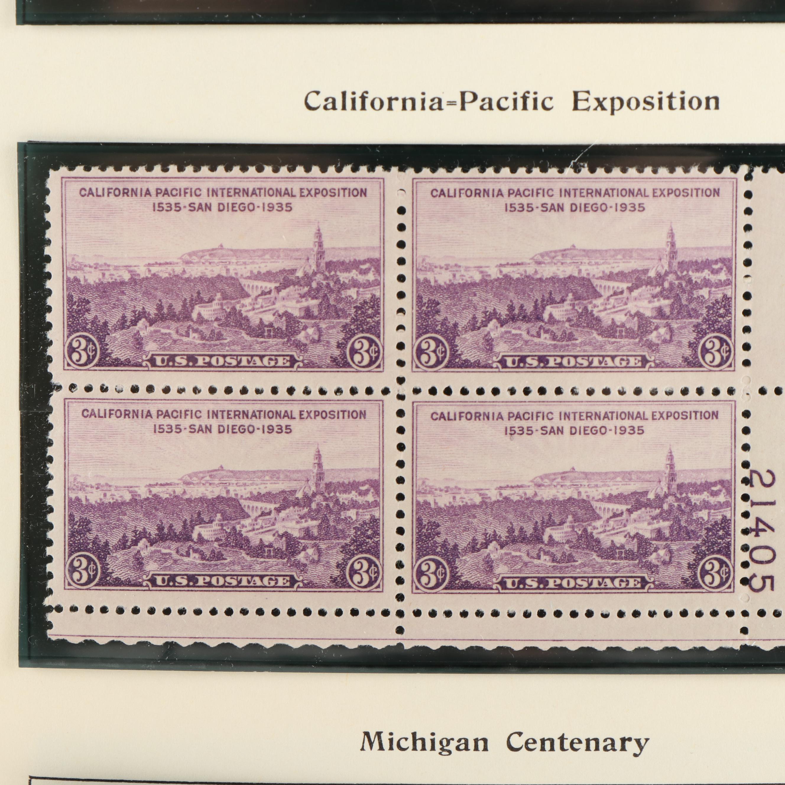 Approximately 300 Different U.S. Plate Blocks, 1930s to 1950s