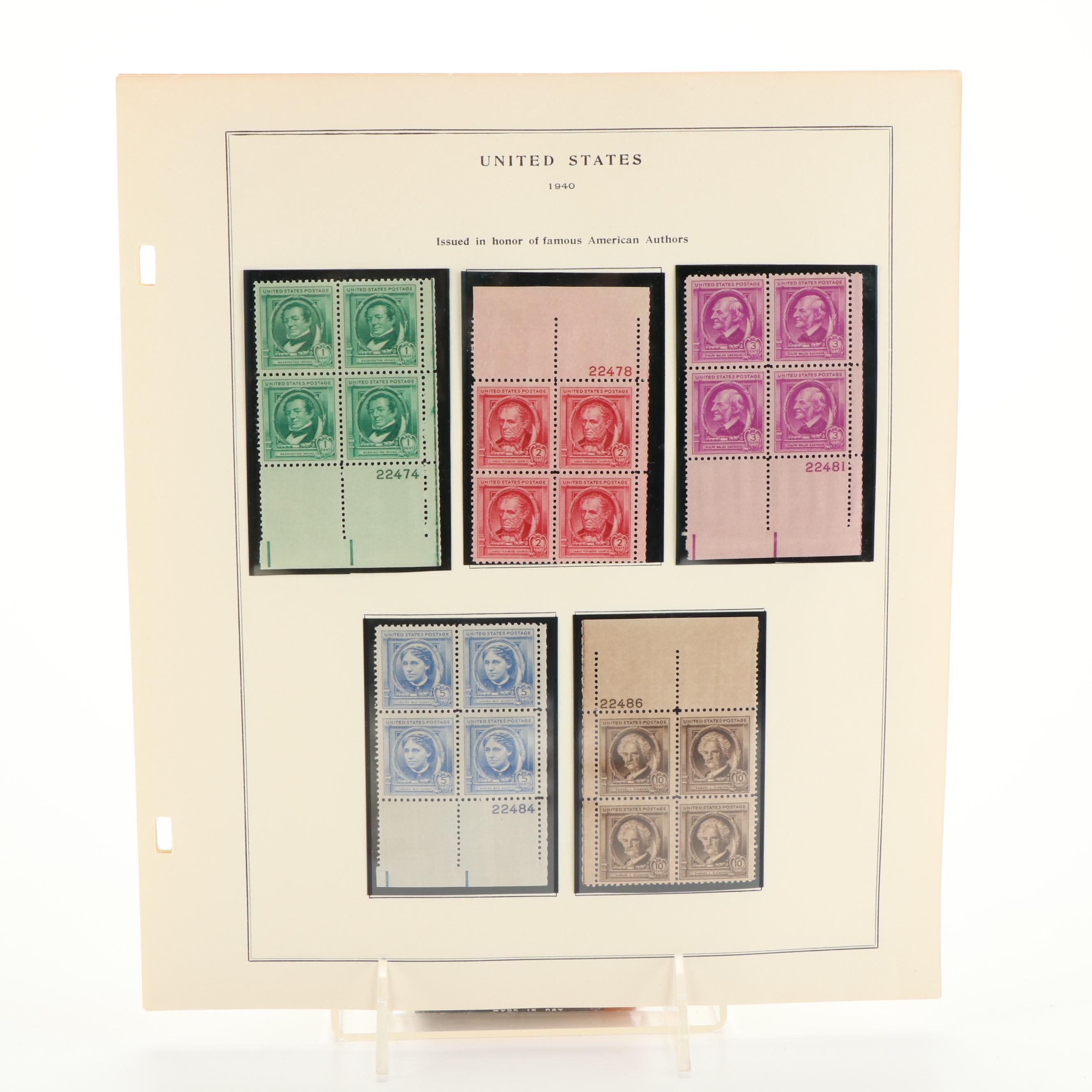 Approximately 300 Different U.S. Plate Blocks, 1930s to 1950s