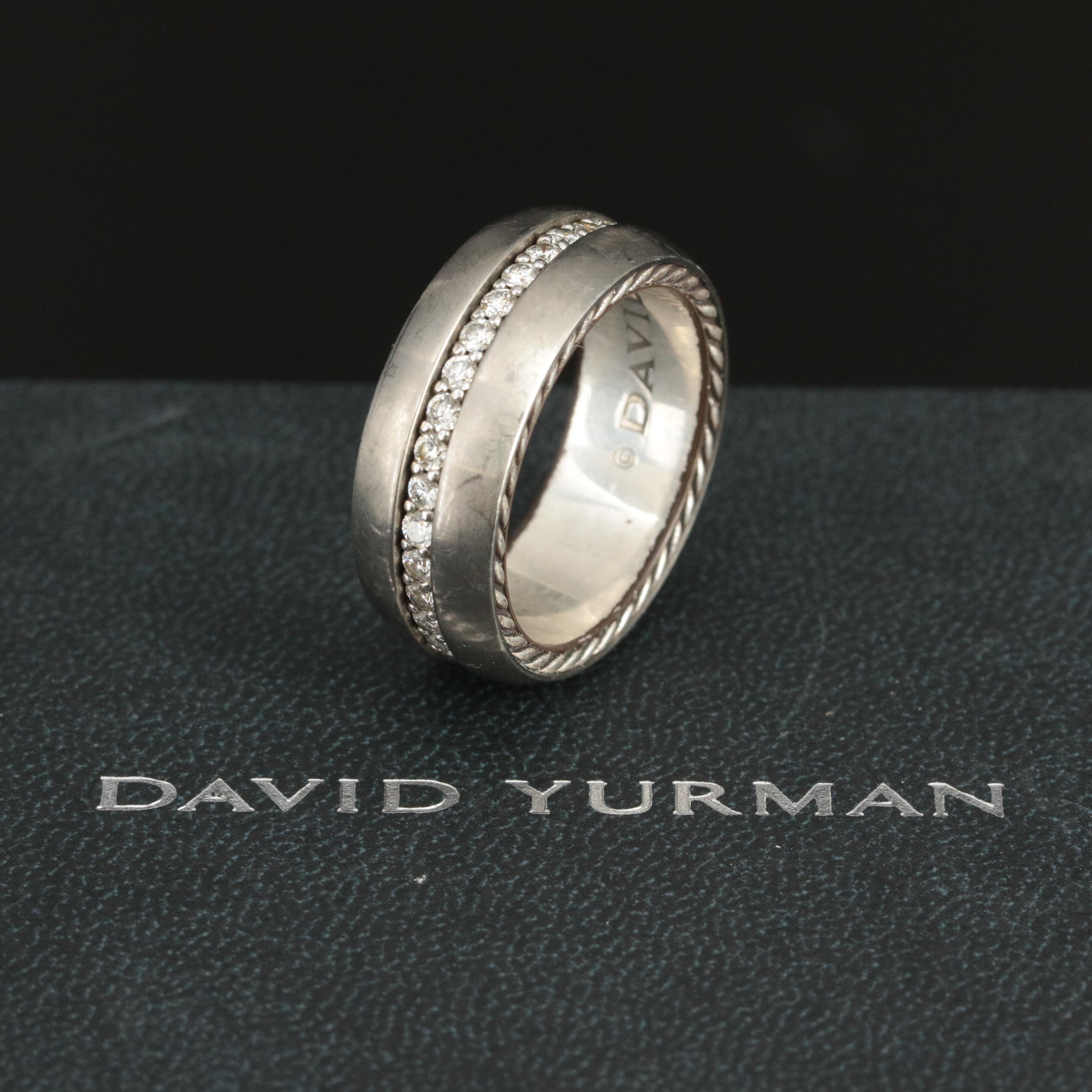 David Yurman "Streamline" Sterling, Titanium and 1.23 CTW Diamond Eternity Band