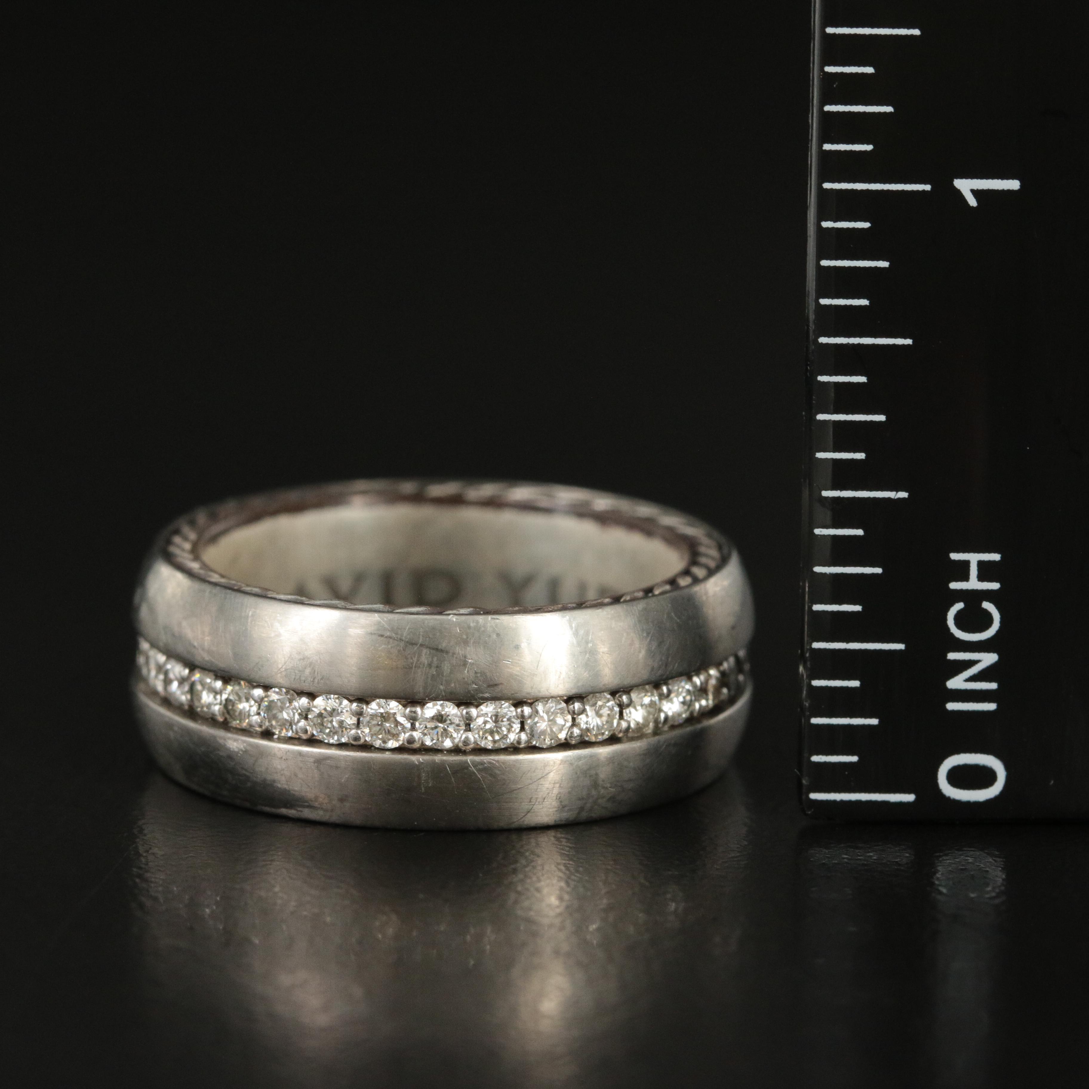 David Yurman "Streamline" Sterling, Titanium and 1.23 CTW Diamond Eternity Band