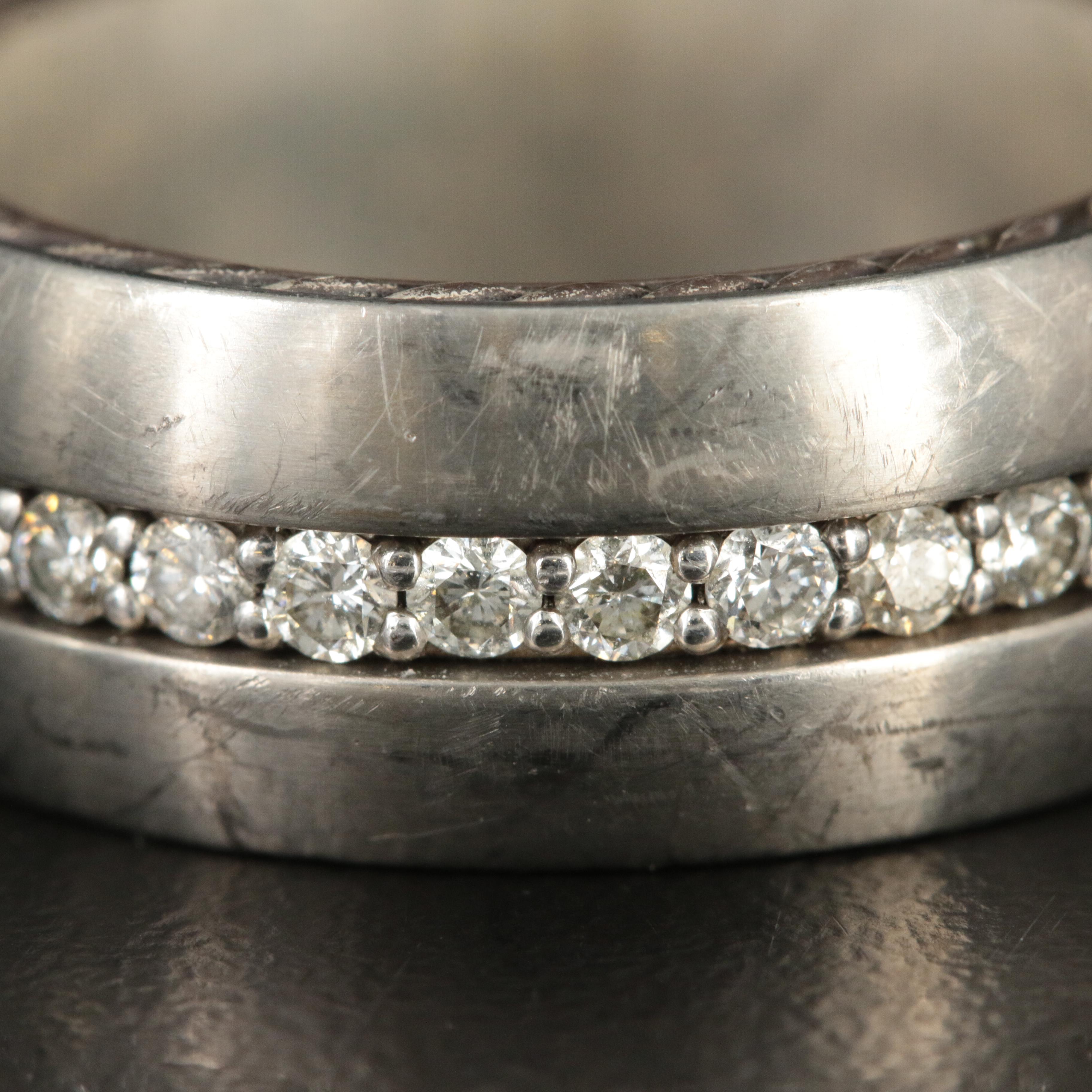 David Yurman "Streamline" Sterling, Titanium and 1.23 CTW Diamond Eternity Band