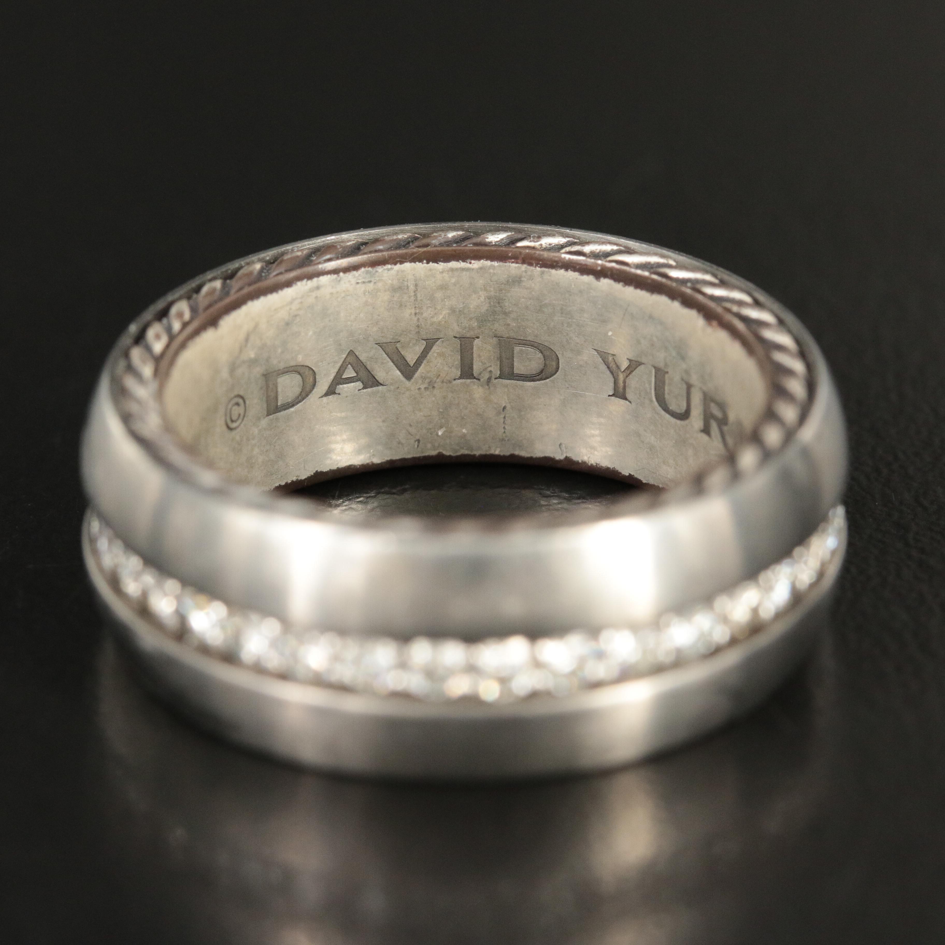 David Yurman "Streamline" Sterling, Titanium and 1.23 CTW Diamond Eternity Band