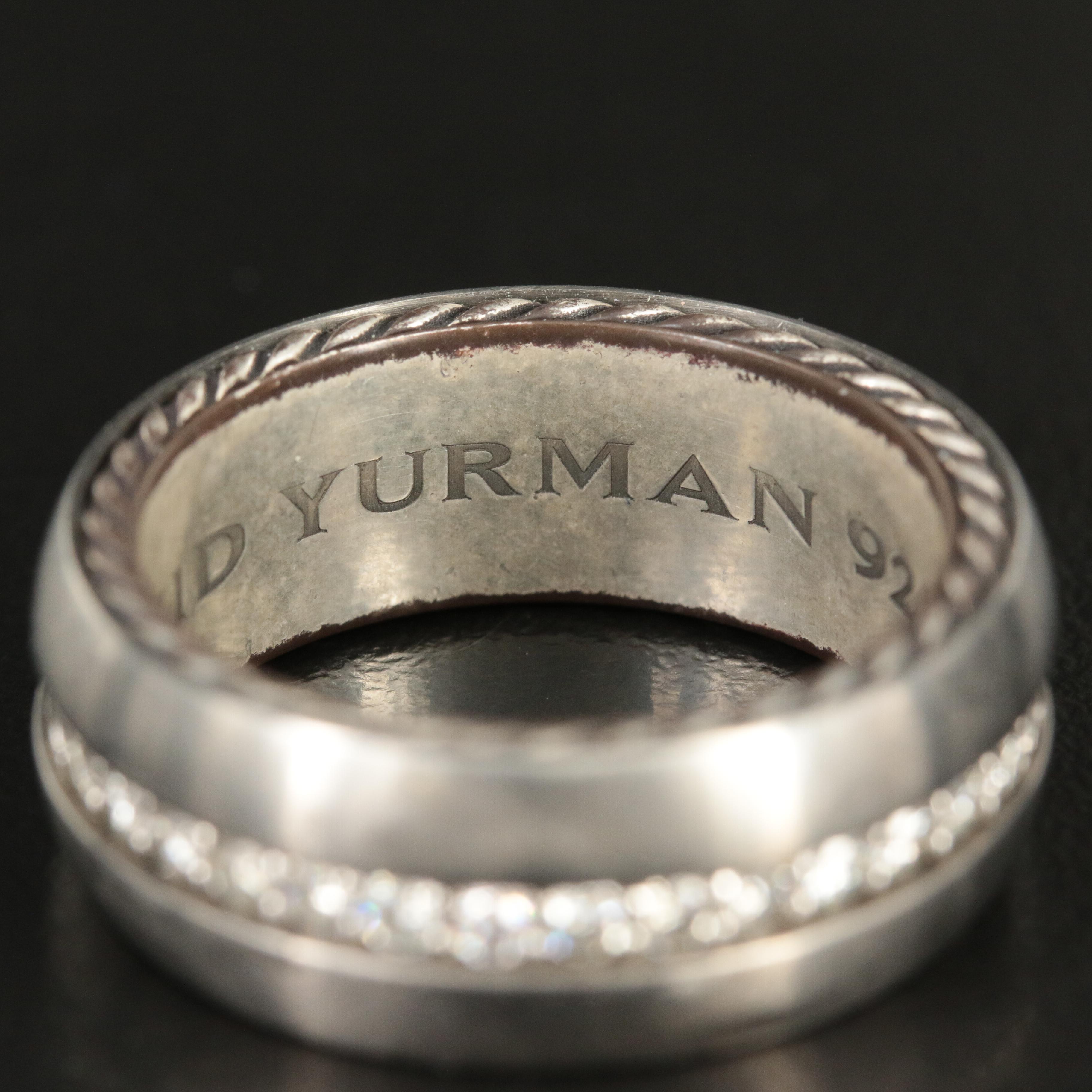 David Yurman "Streamline" Sterling, Titanium and 1.23 CTW Diamond Eternity Band