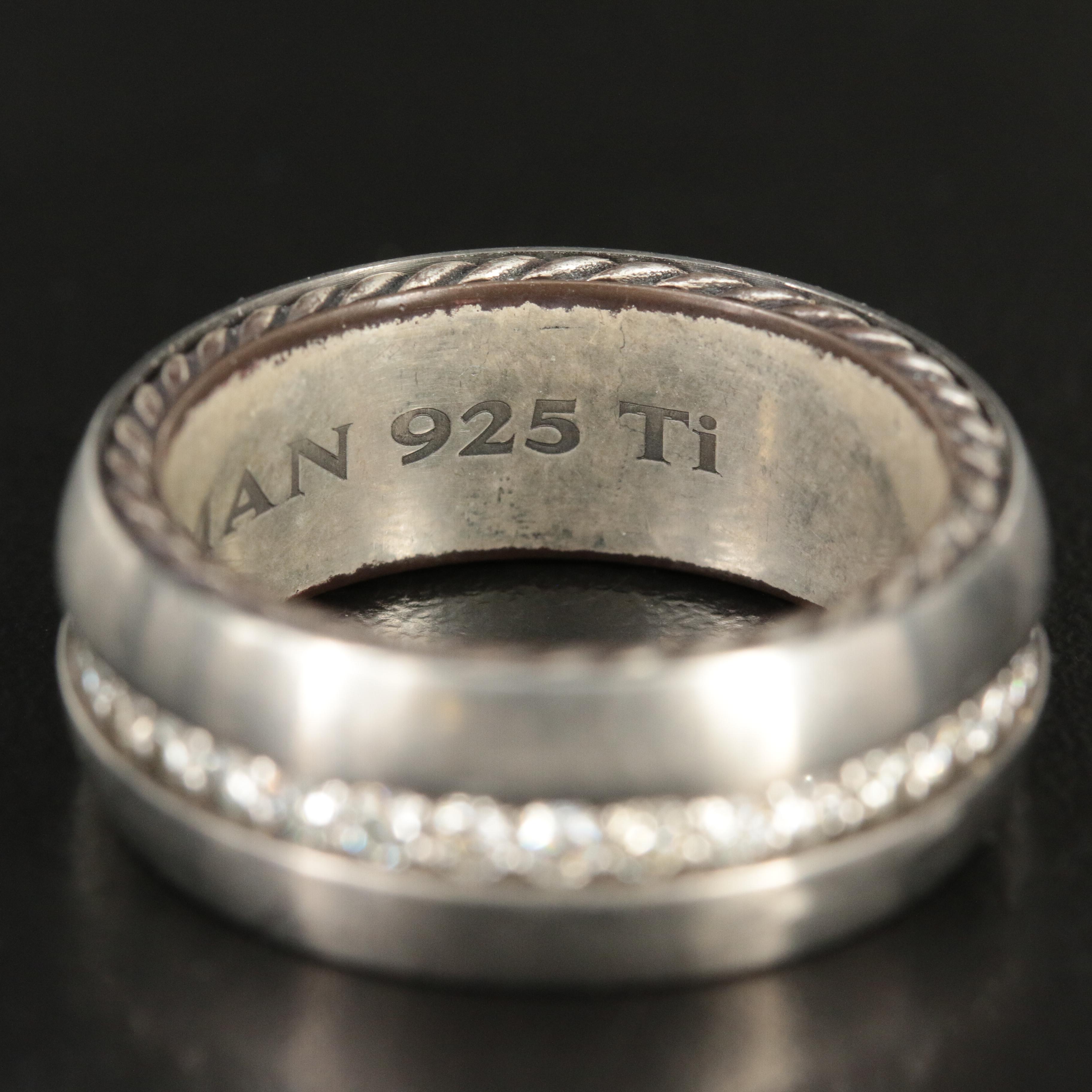 David Yurman "Streamline" Sterling, Titanium and 1.23 CTW Diamond Eternity Band