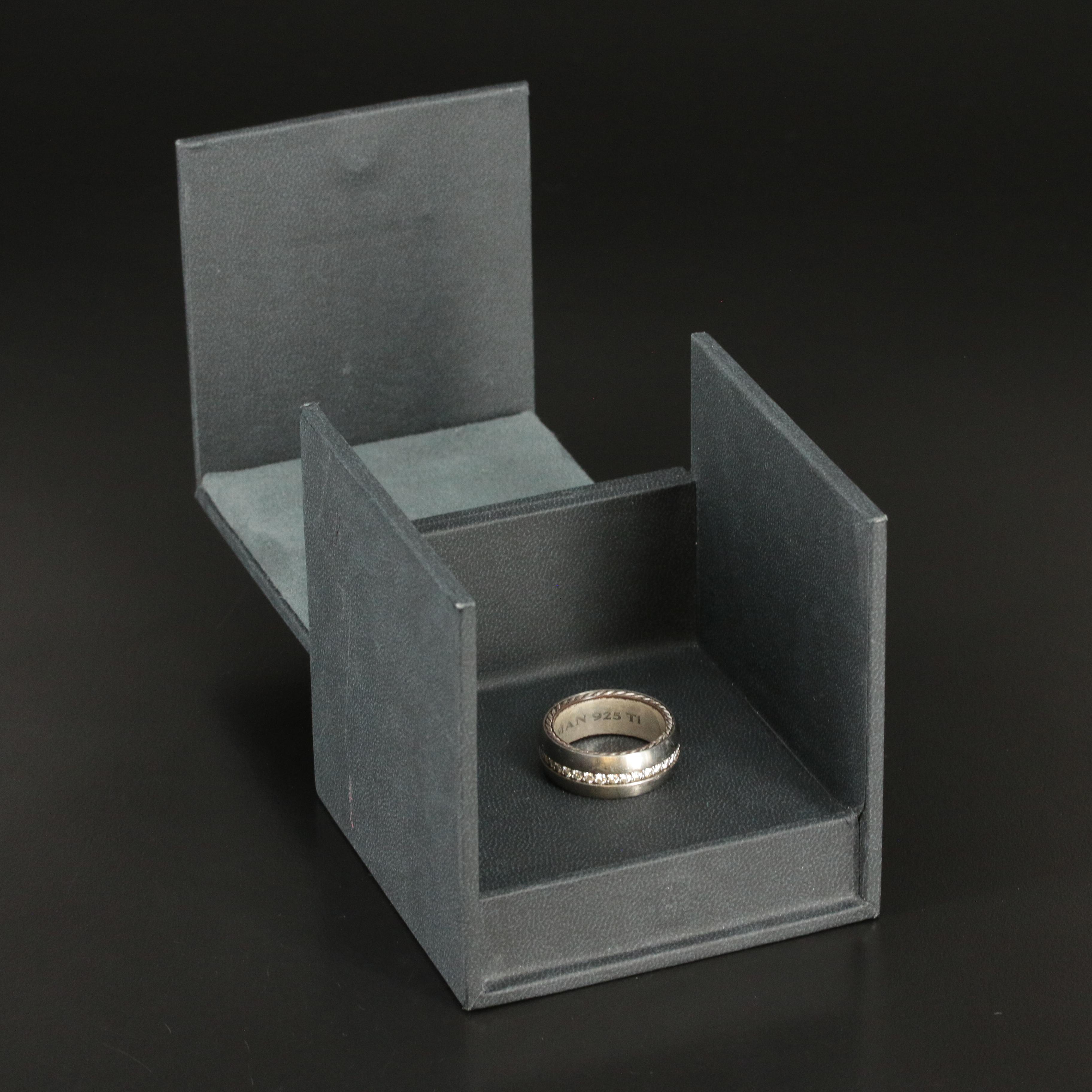 David Yurman "Streamline" Sterling, Titanium and 1.23 CTW Diamond Eternity Band