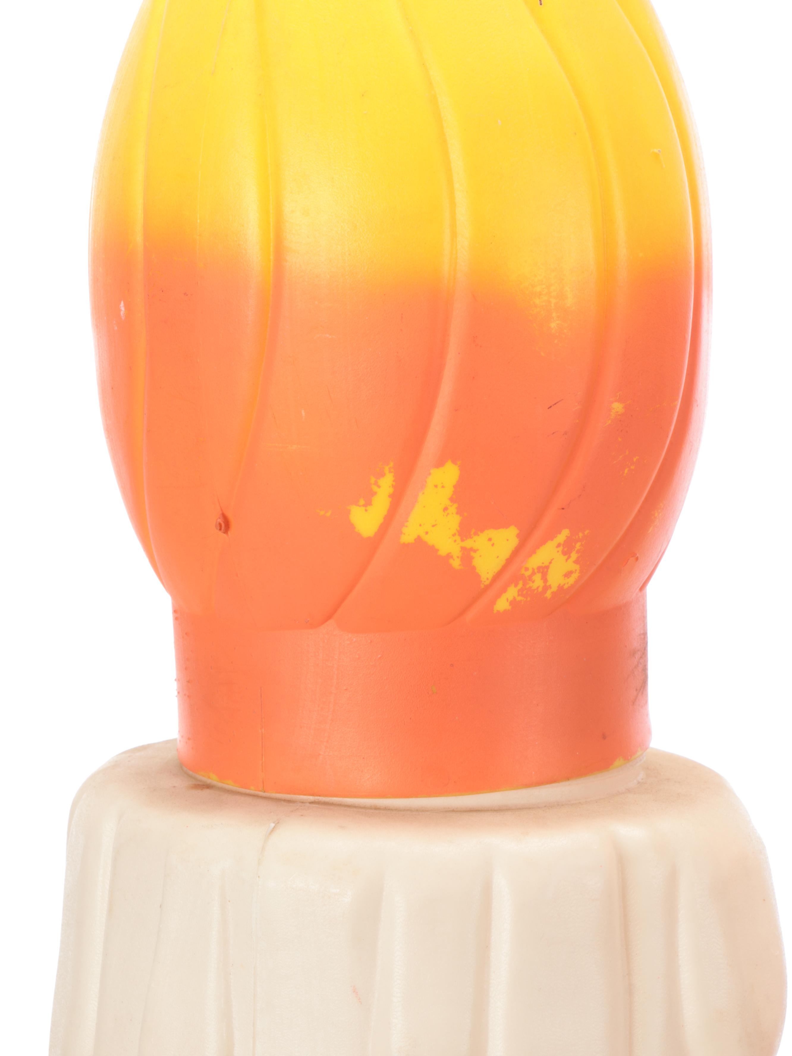 Three "Noel" Blow Mold Plastic Christmas Candle Yard Decorations with Lamp Post