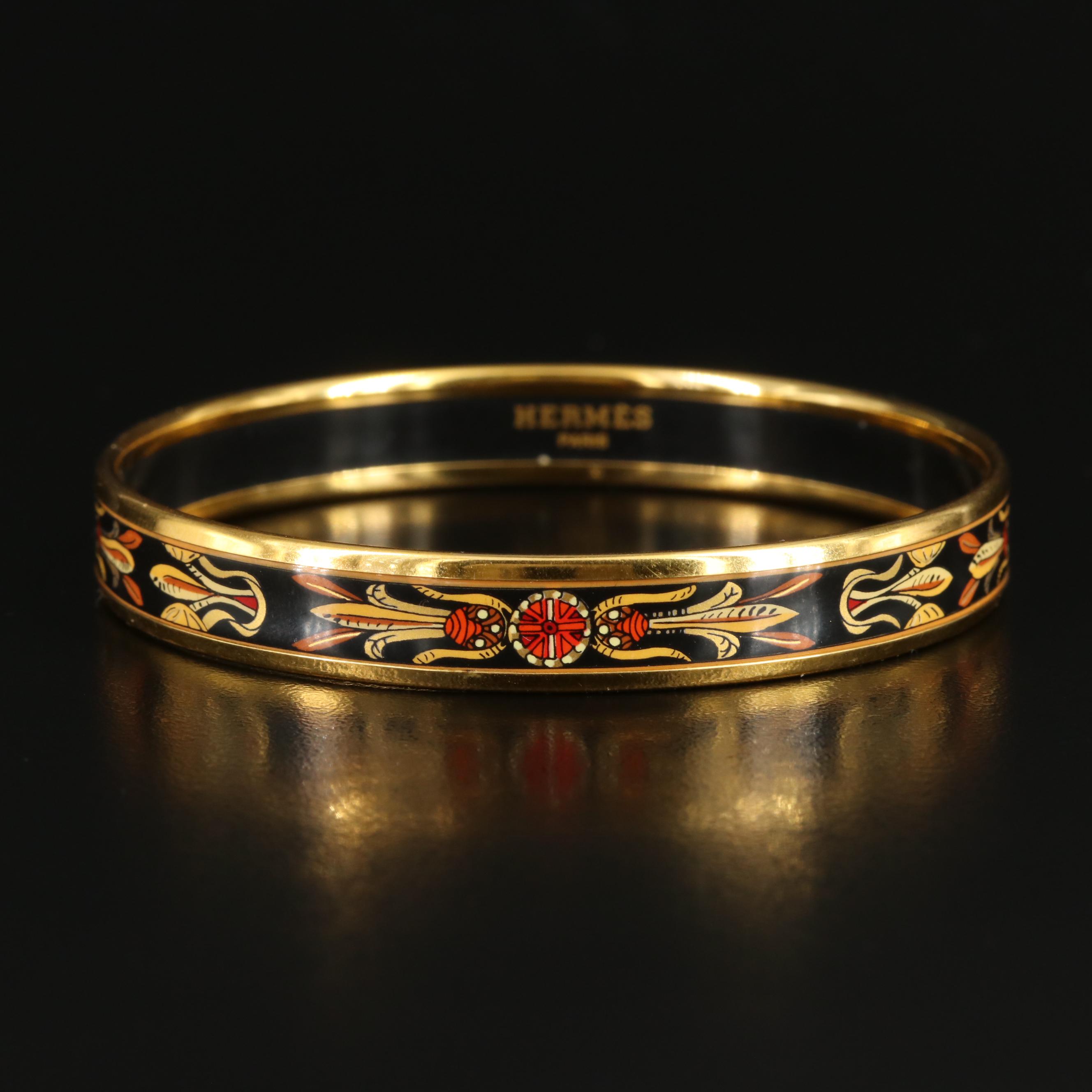 Hermès Dream Catcher Narrow Enamel Bangle With Box EBTH