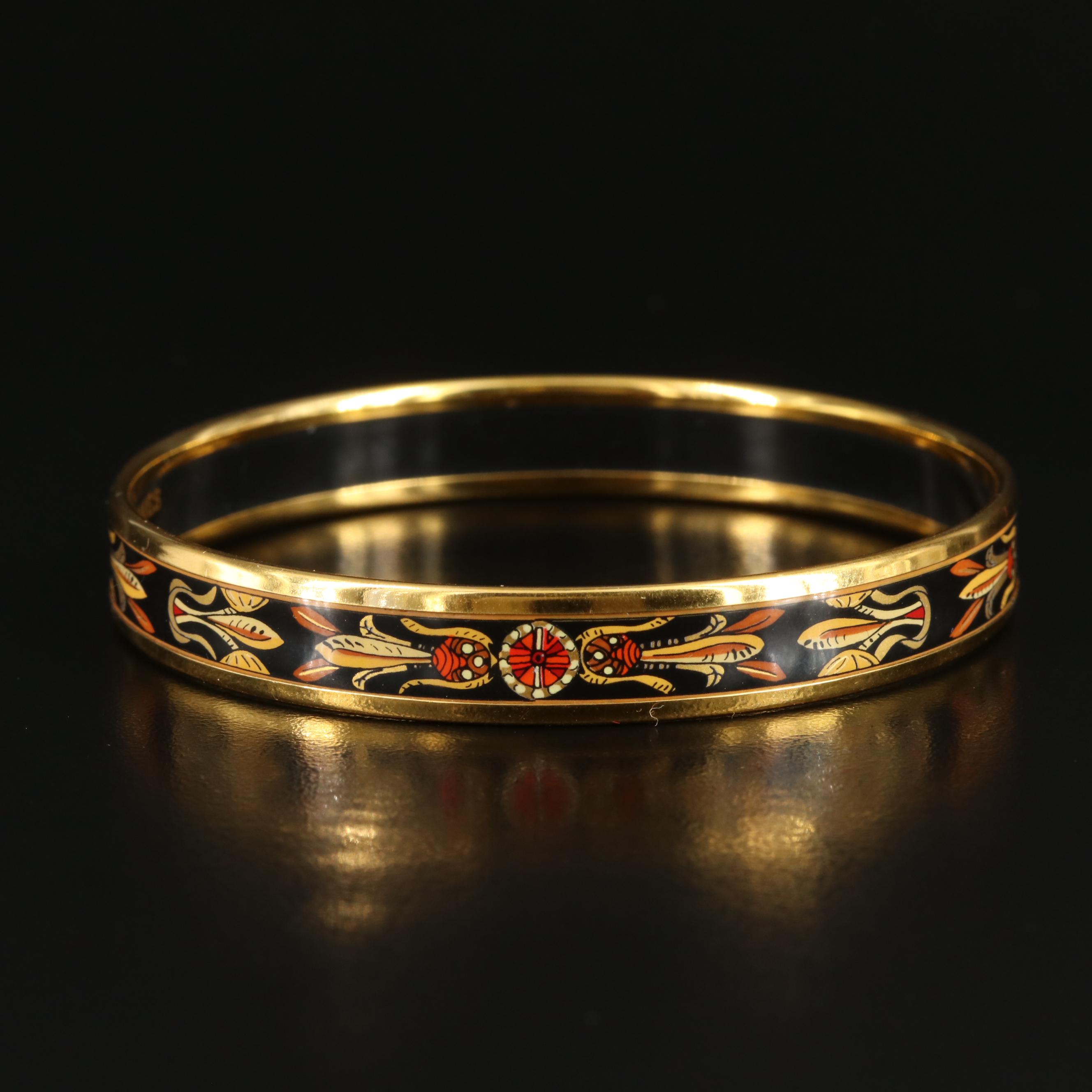 Hermès Dream Catcher Narrow Enamel Bangle With Box EBTH