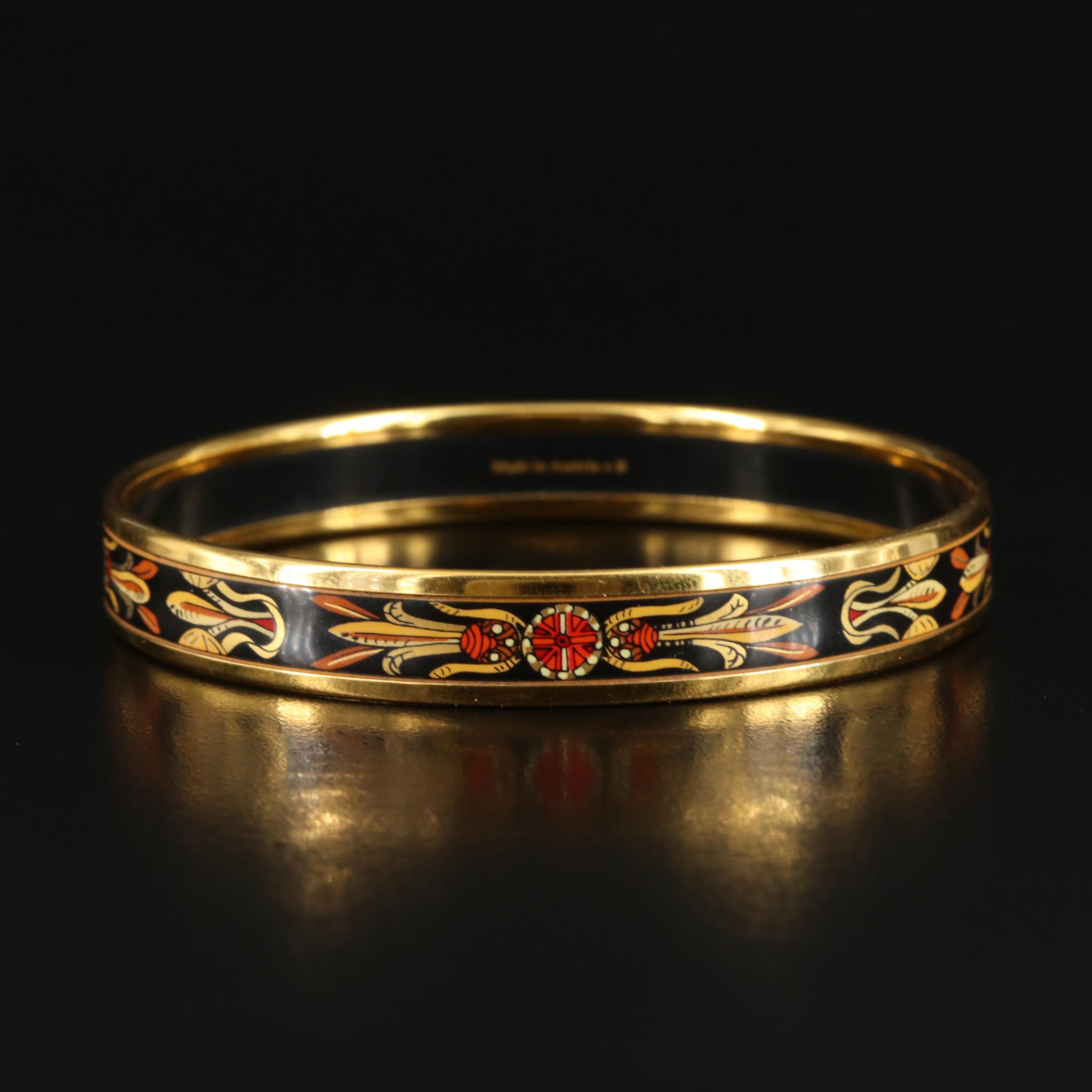 Hermès Dream Catcher Narrow Enamel Bangle With Box EBTH