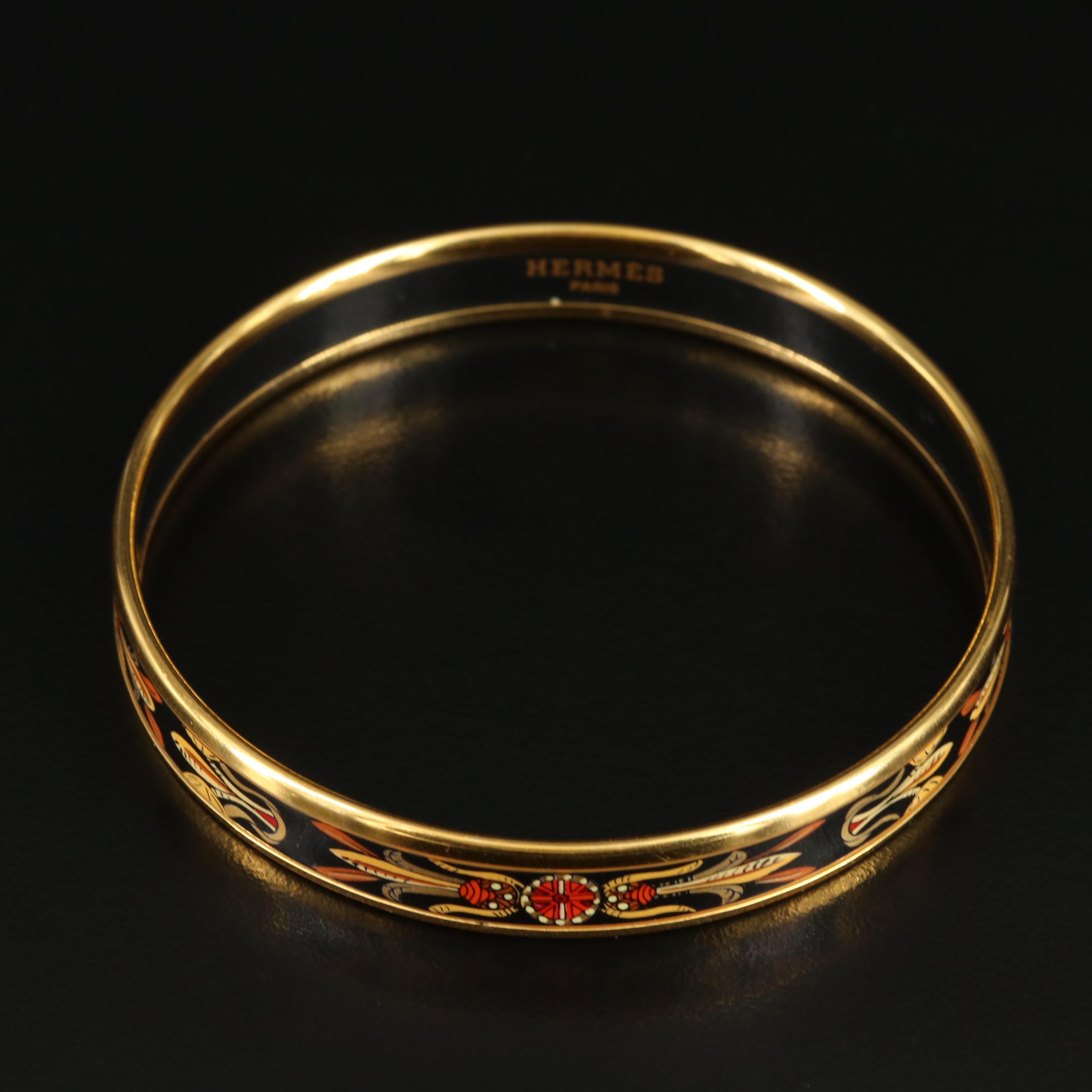 Hermès Dream Catcher Narrow Enamel Bangle With Box EBTH