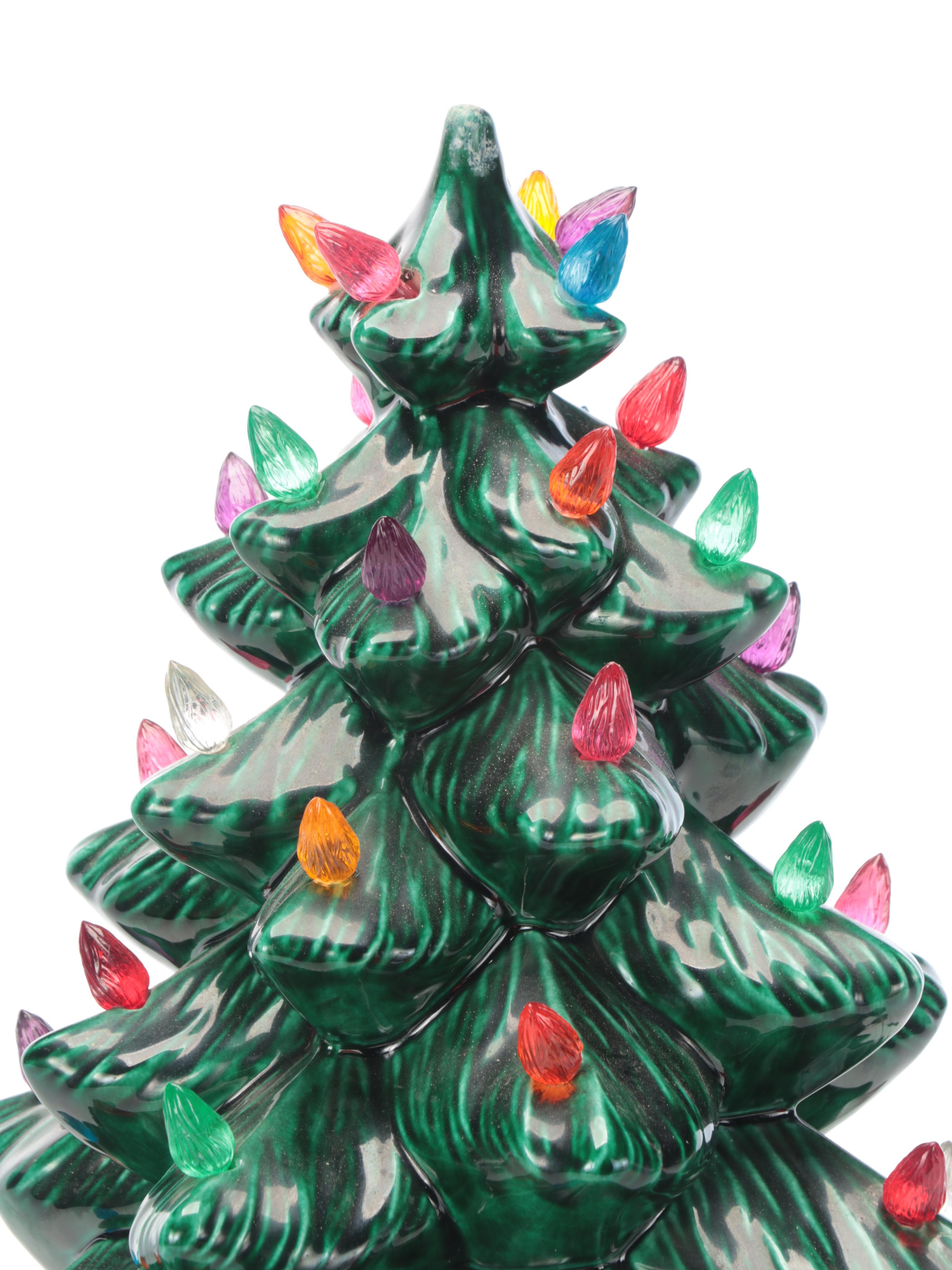 Glazed Ceramic Illuminated Christmas Tree
