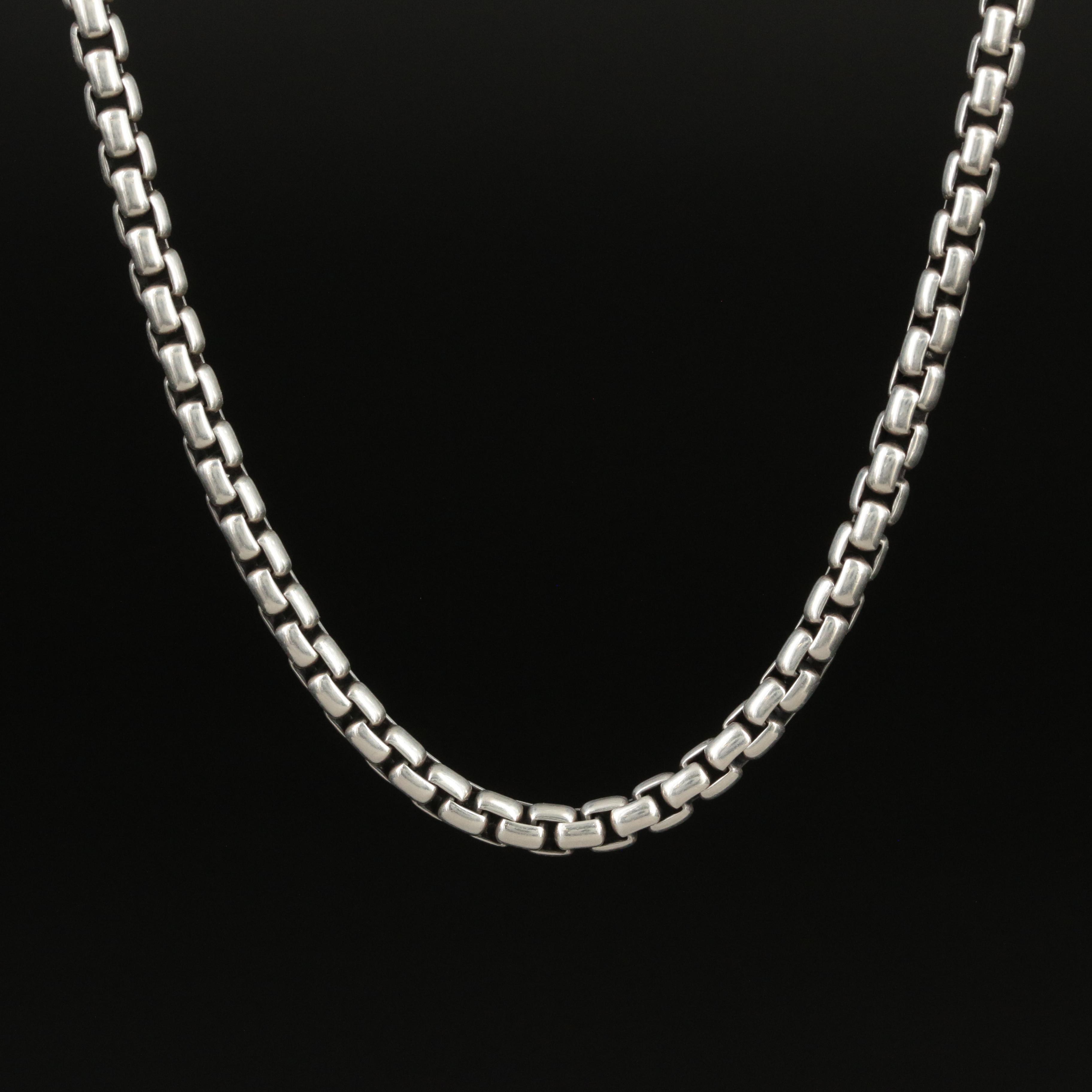 David Yurman Sterling Box Chain Necklace with 14K Accent
