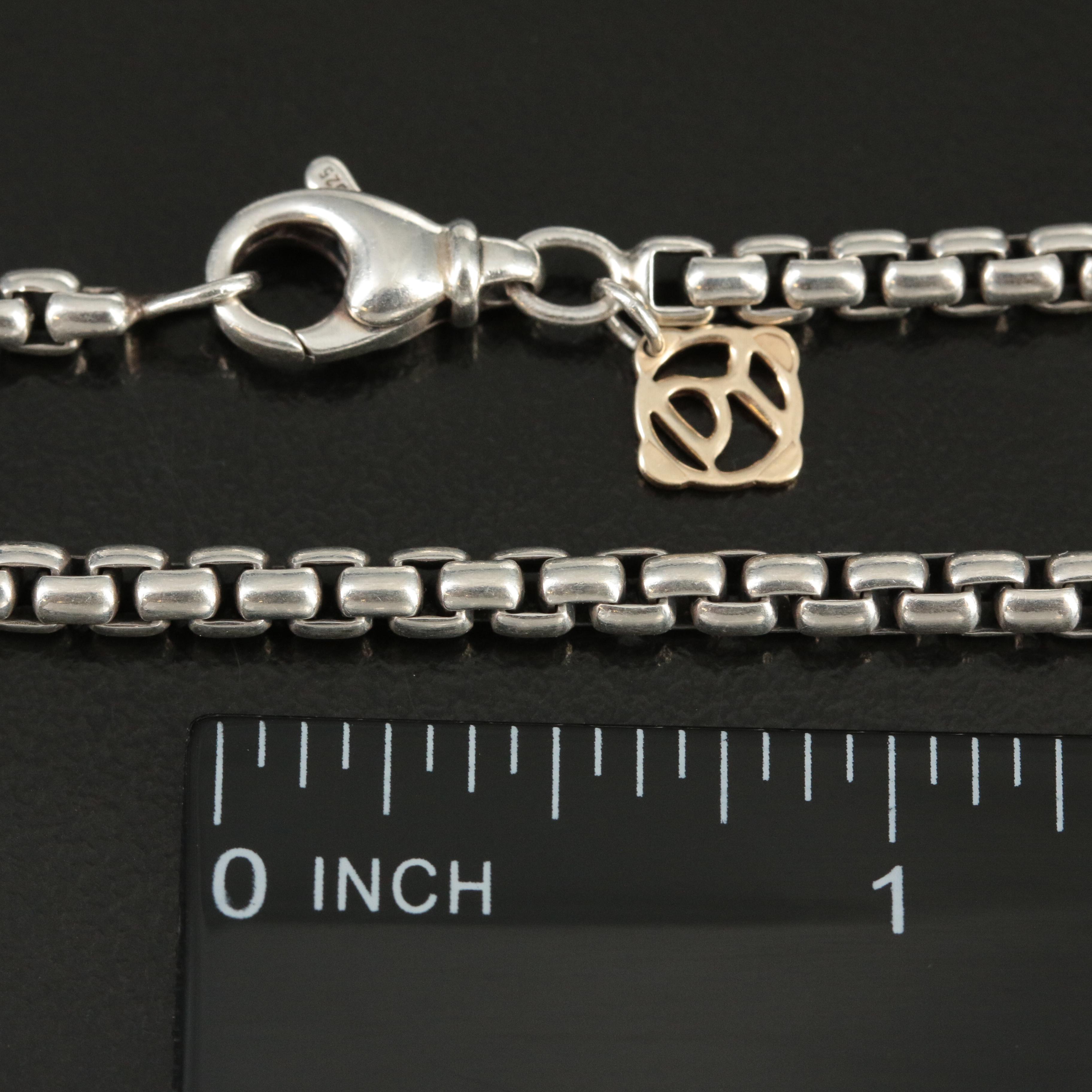 David Yurman Sterling Box Chain Necklace with 14K Accent