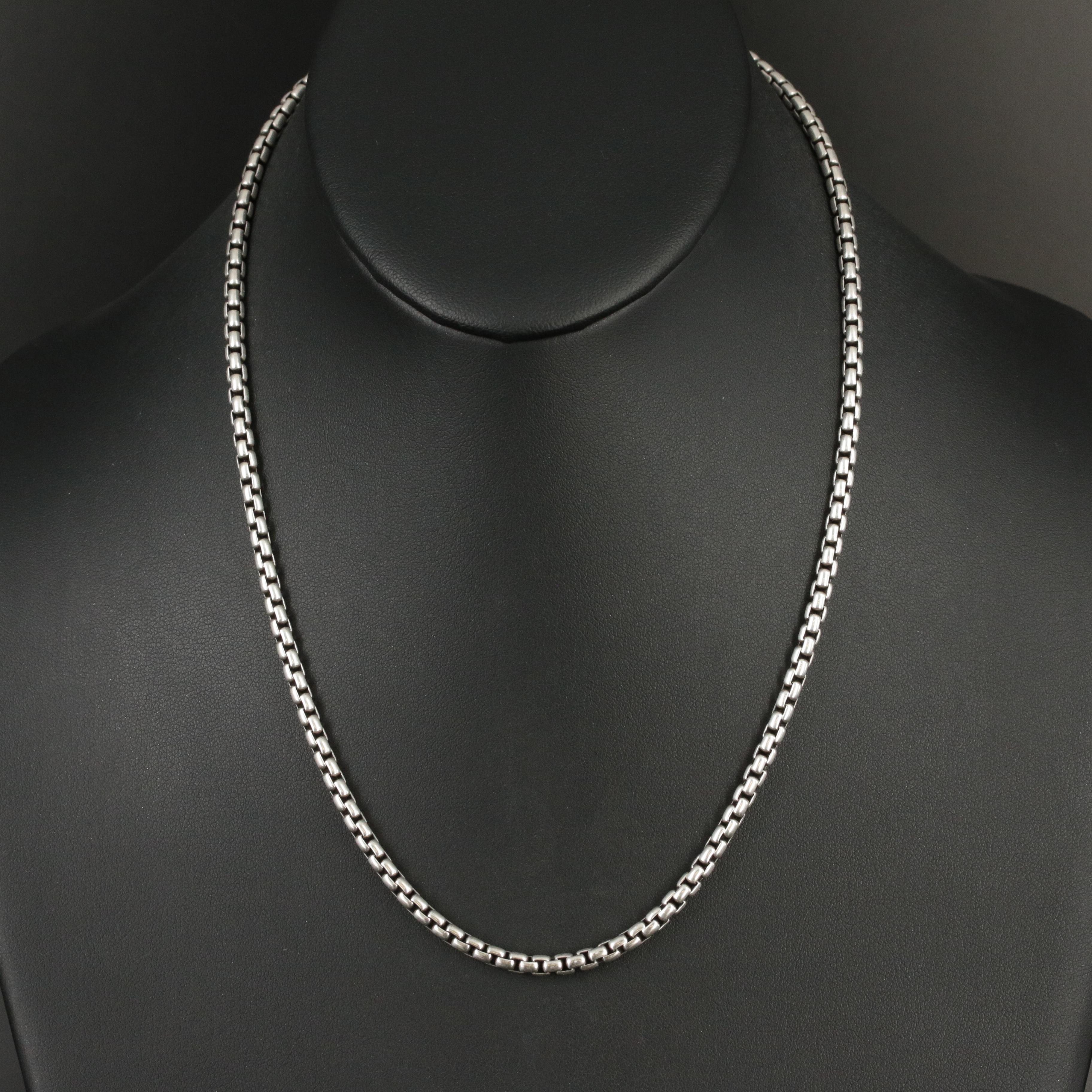 David Yurman Sterling Box Chain Necklace with 14K Accent