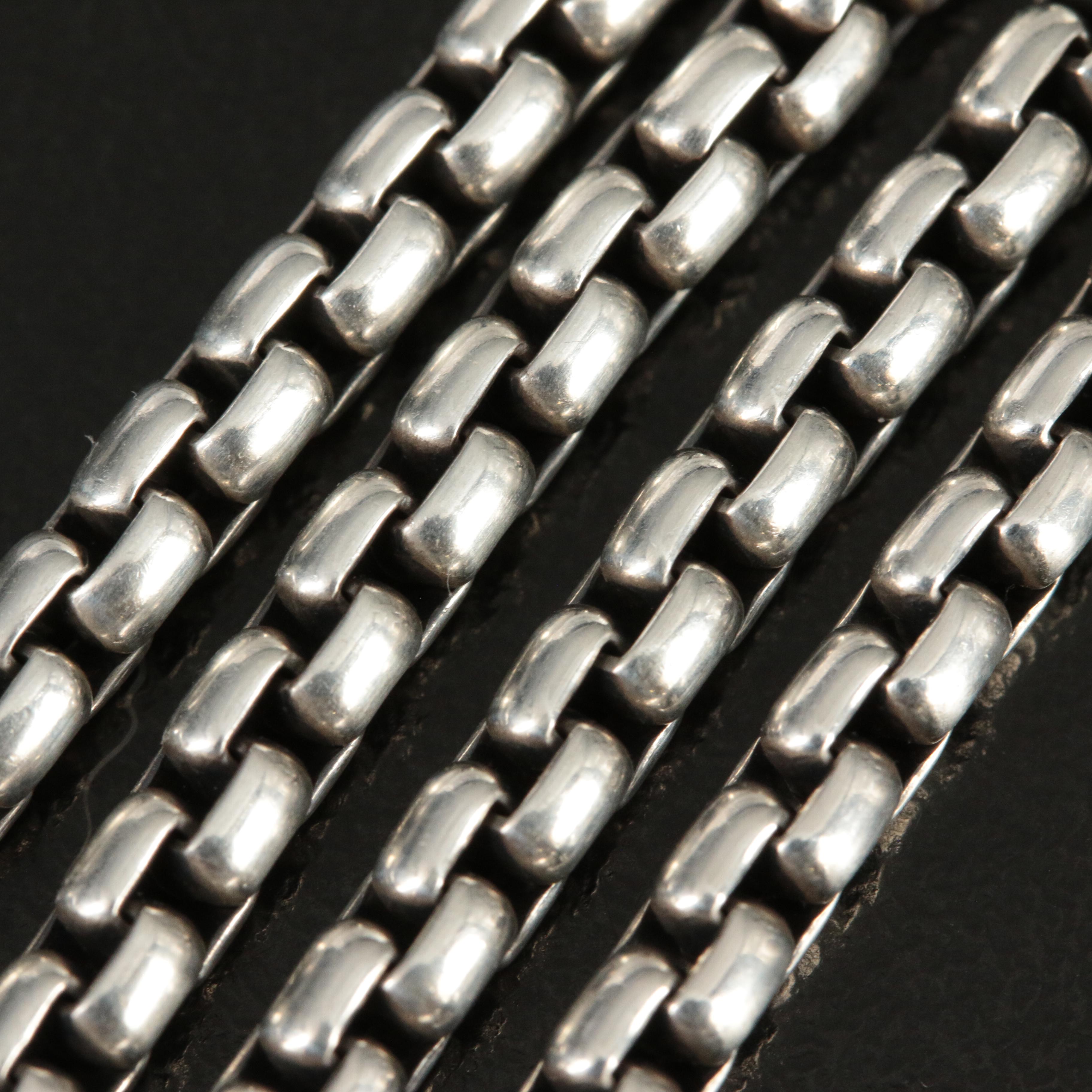 David Yurman Sterling Box Chain Necklace with 14K Accent