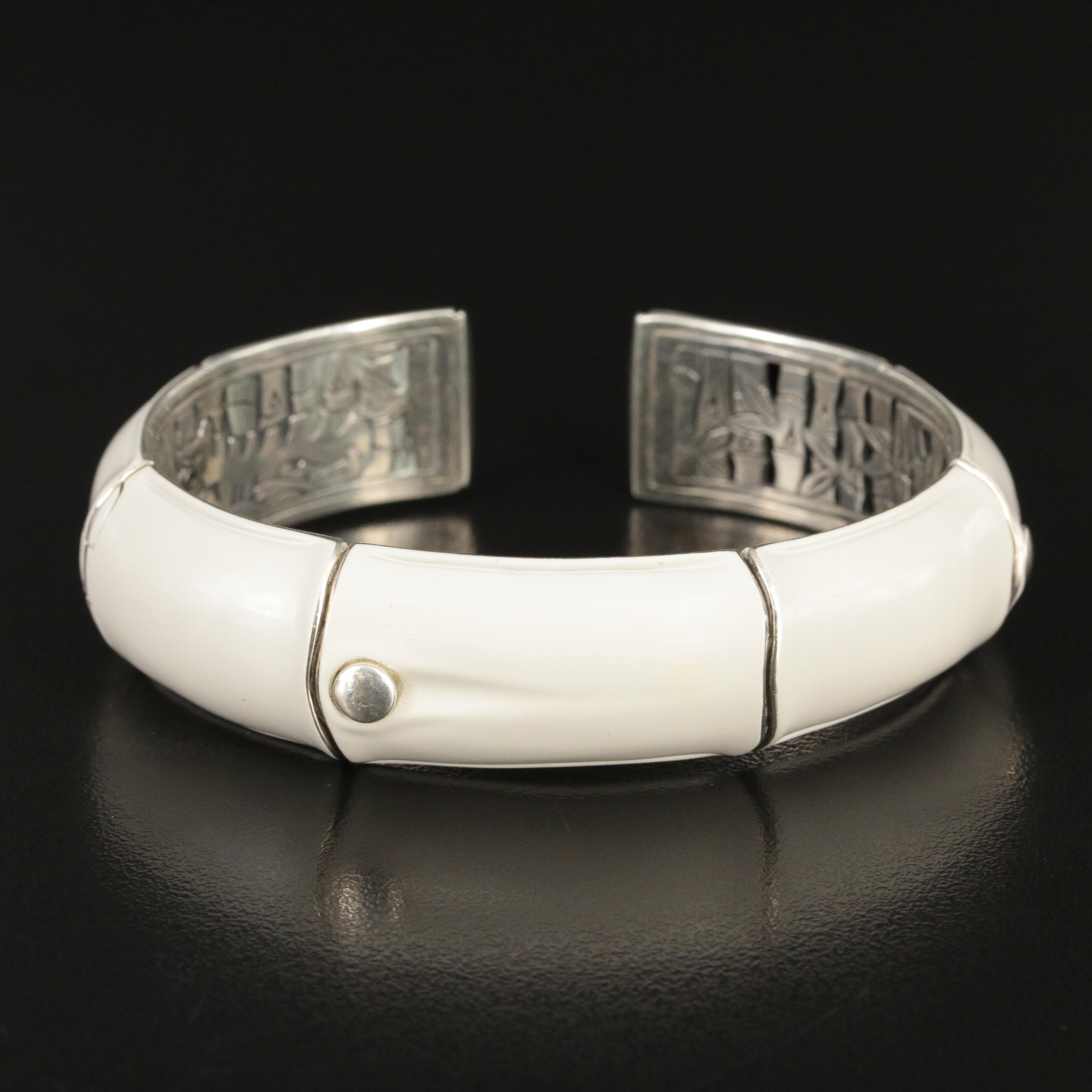John Hardy "Bamboo" Sterling and Enamel Kick Cuff Bracelet