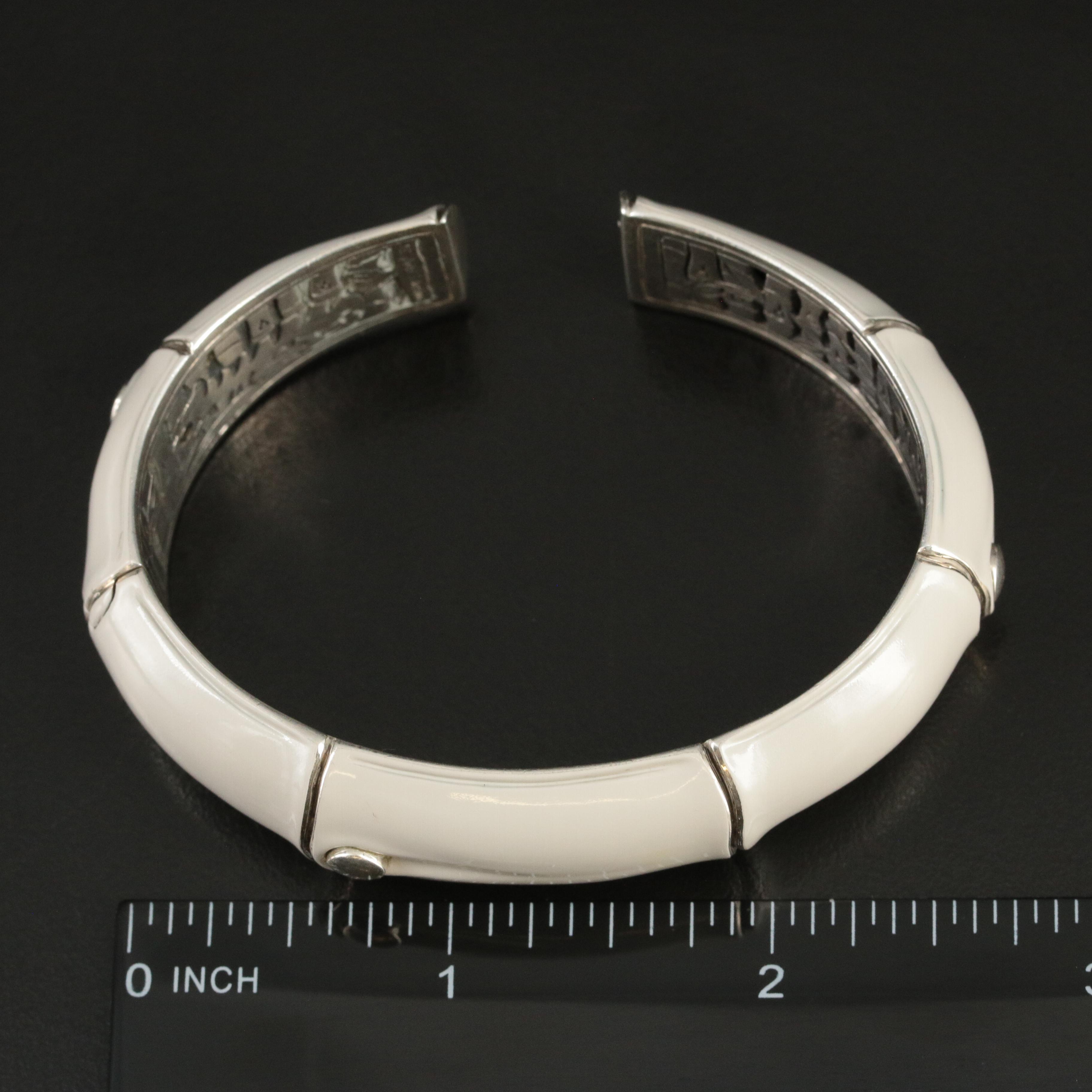 John Hardy "Bamboo" Sterling and Enamel Kick Cuff Bracelet
