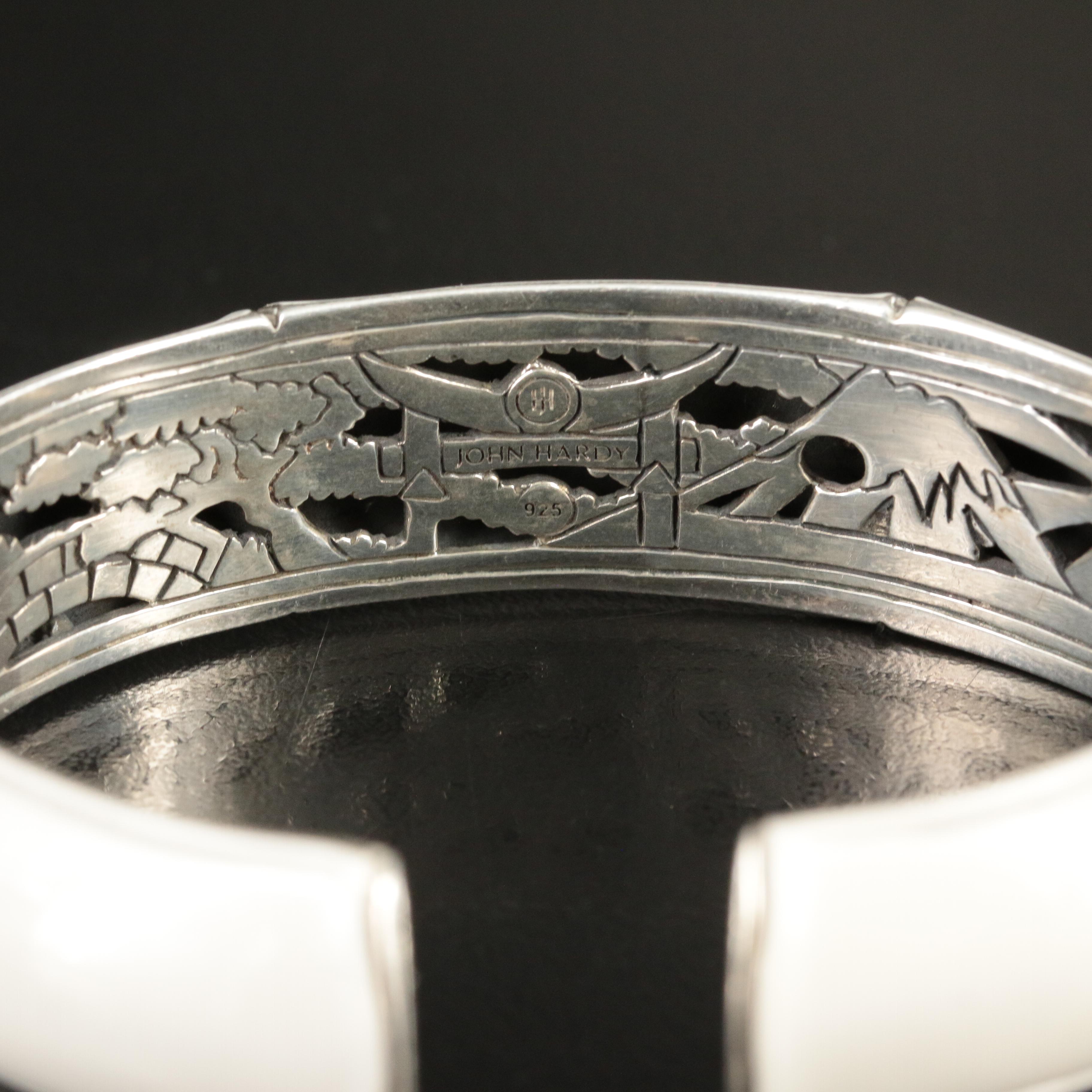 John Hardy "Bamboo" Sterling and Enamel Kick Cuff Bracelet