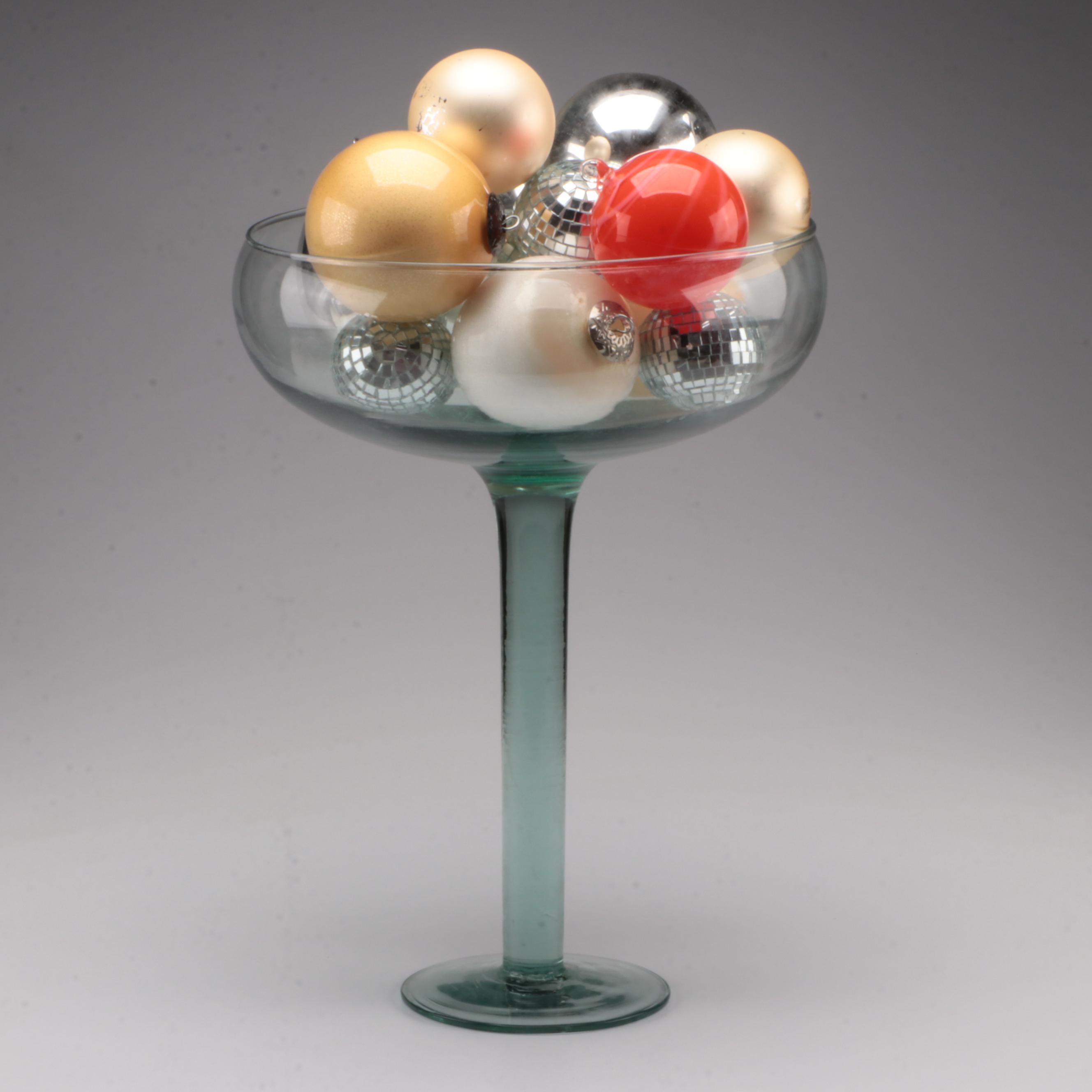 Oversized Martini Glass with Kugel Style and Other Glass Ornaments