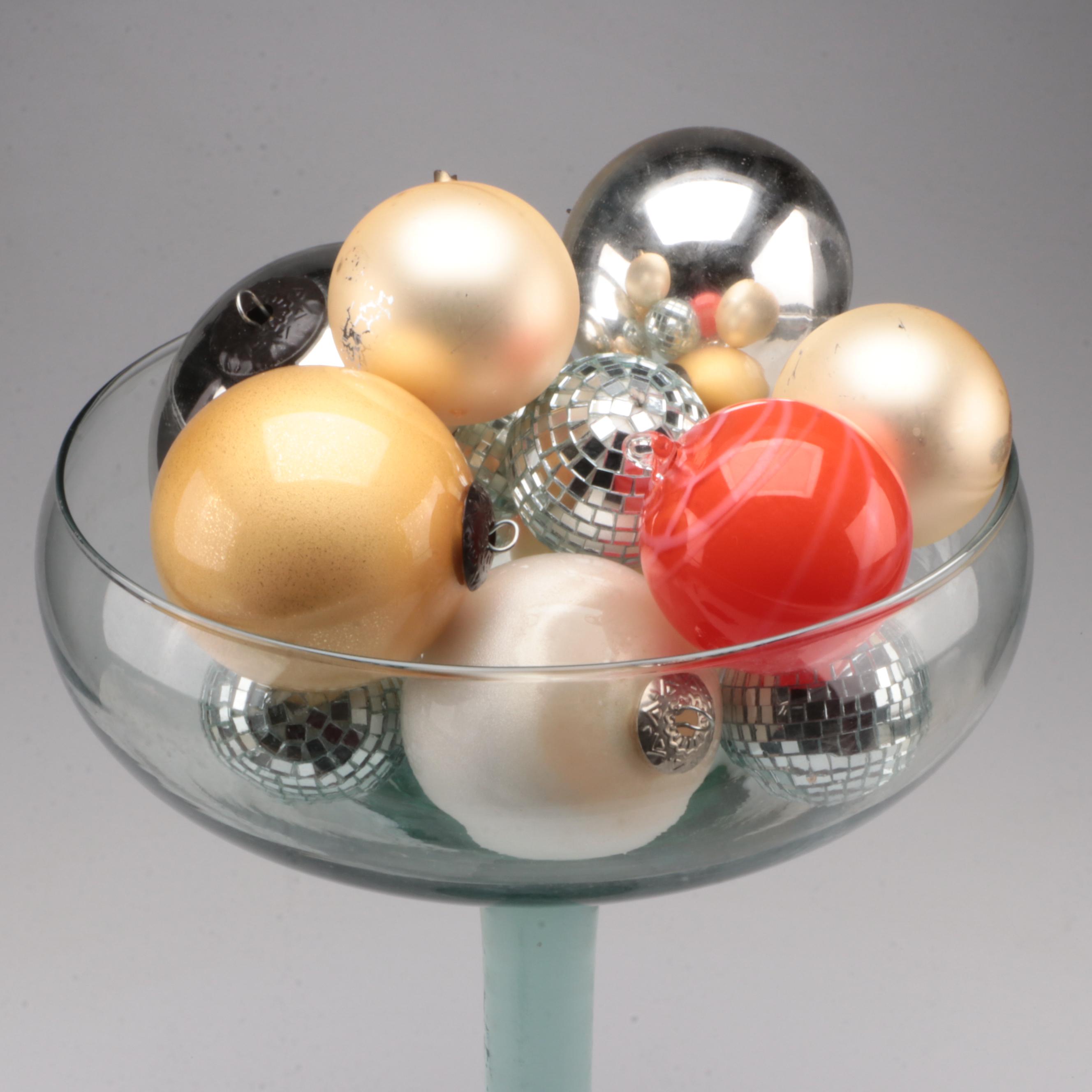 Oversized Martini Glass with Kugel Style and Other Glass Ornaments