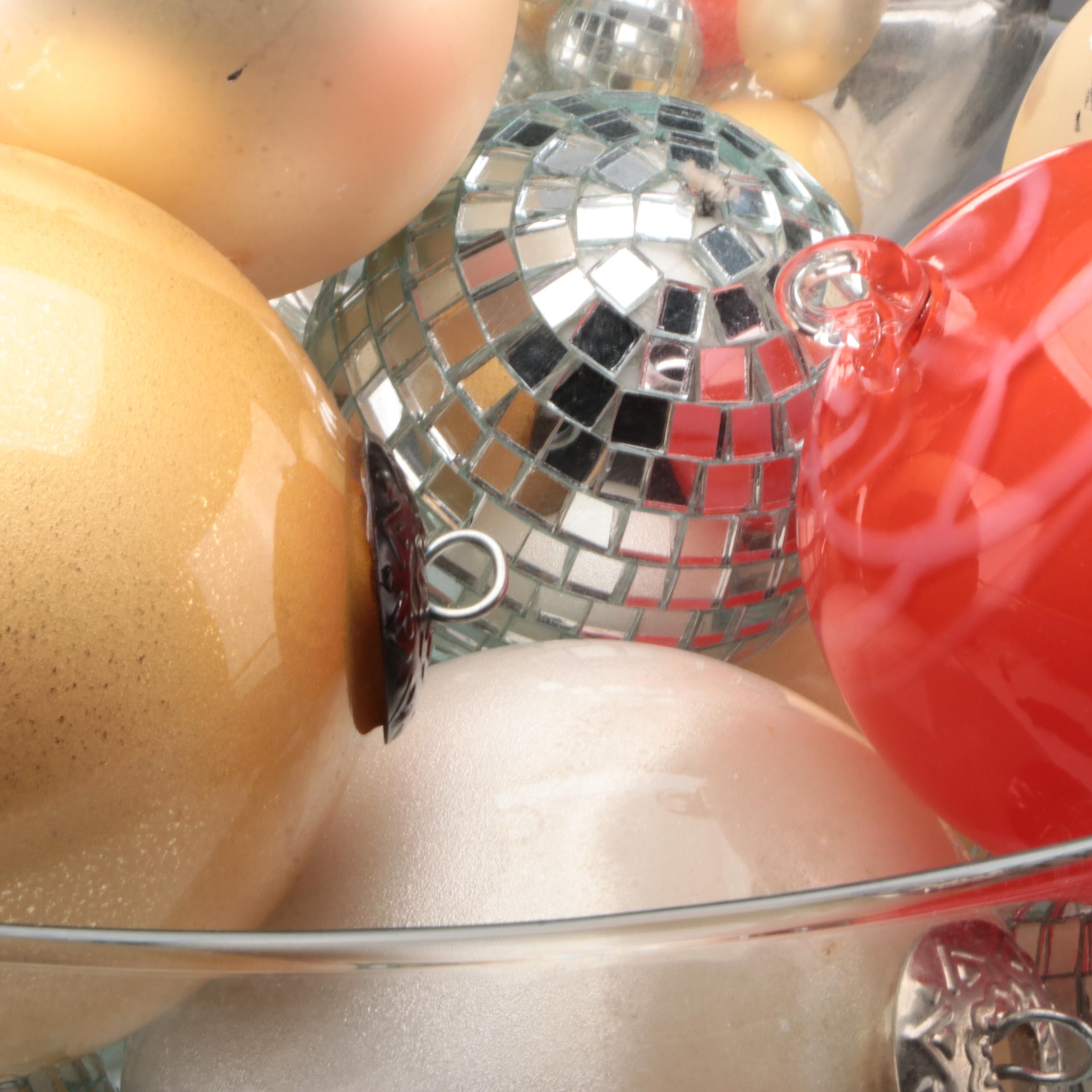 Oversized Martini Glass with Kugel Style and Other Glass Ornaments