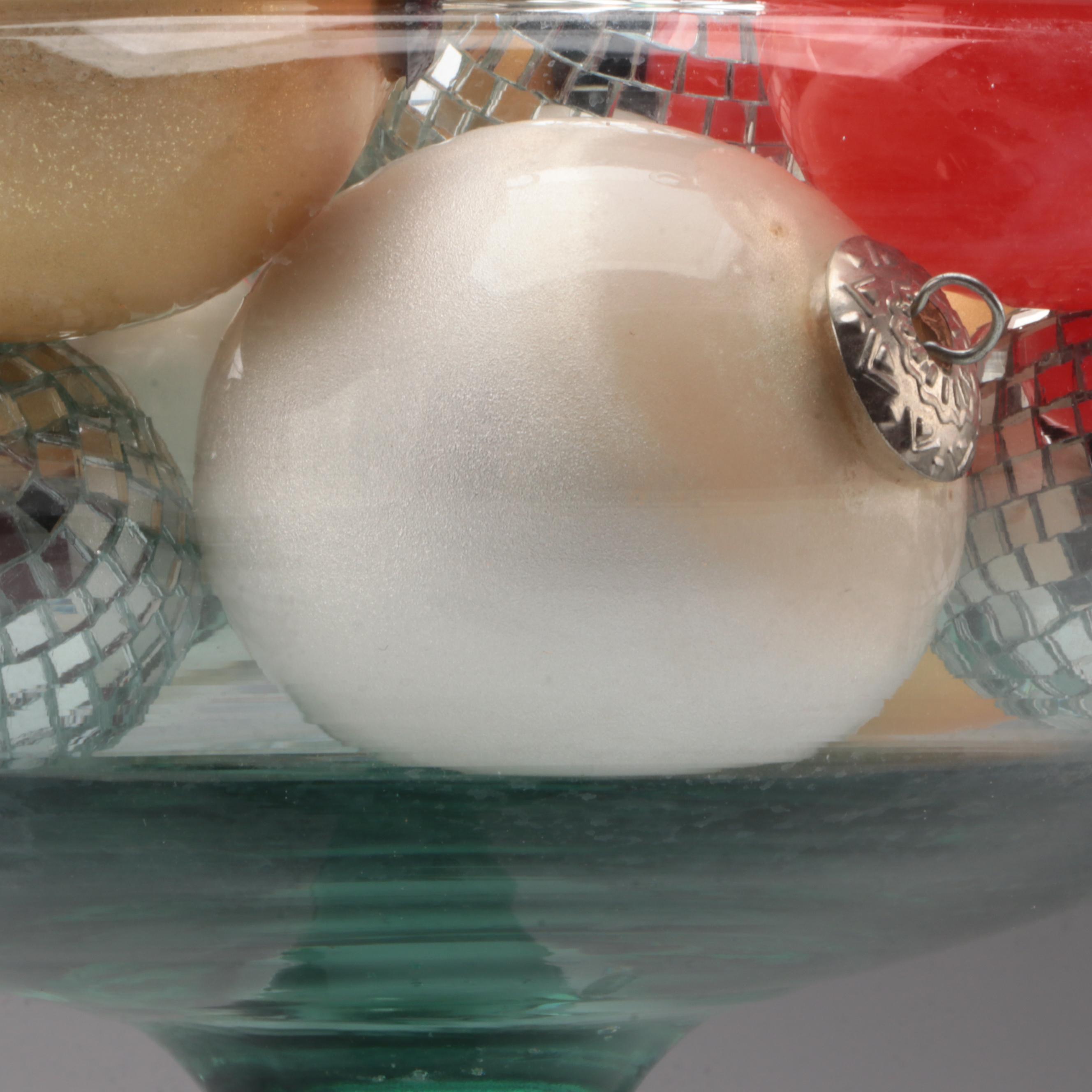 Oversized Martini Glass with Kugel Style and Other Glass Ornaments