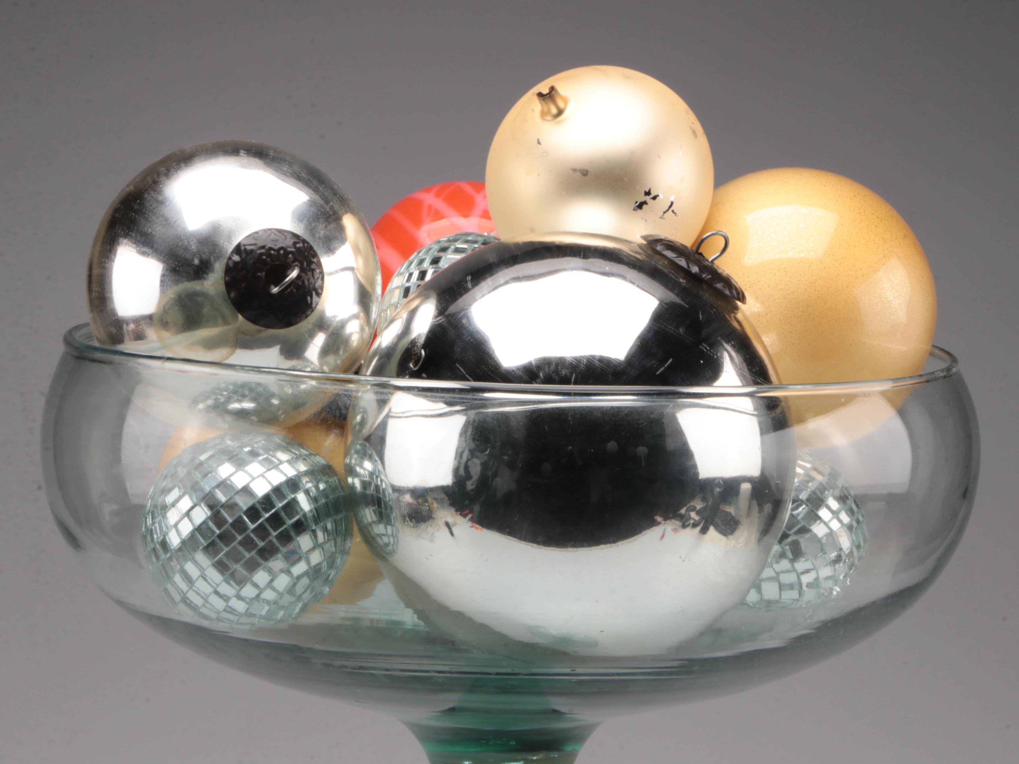 Oversized Martini Glass with Kugel Style and Other Glass Ornaments