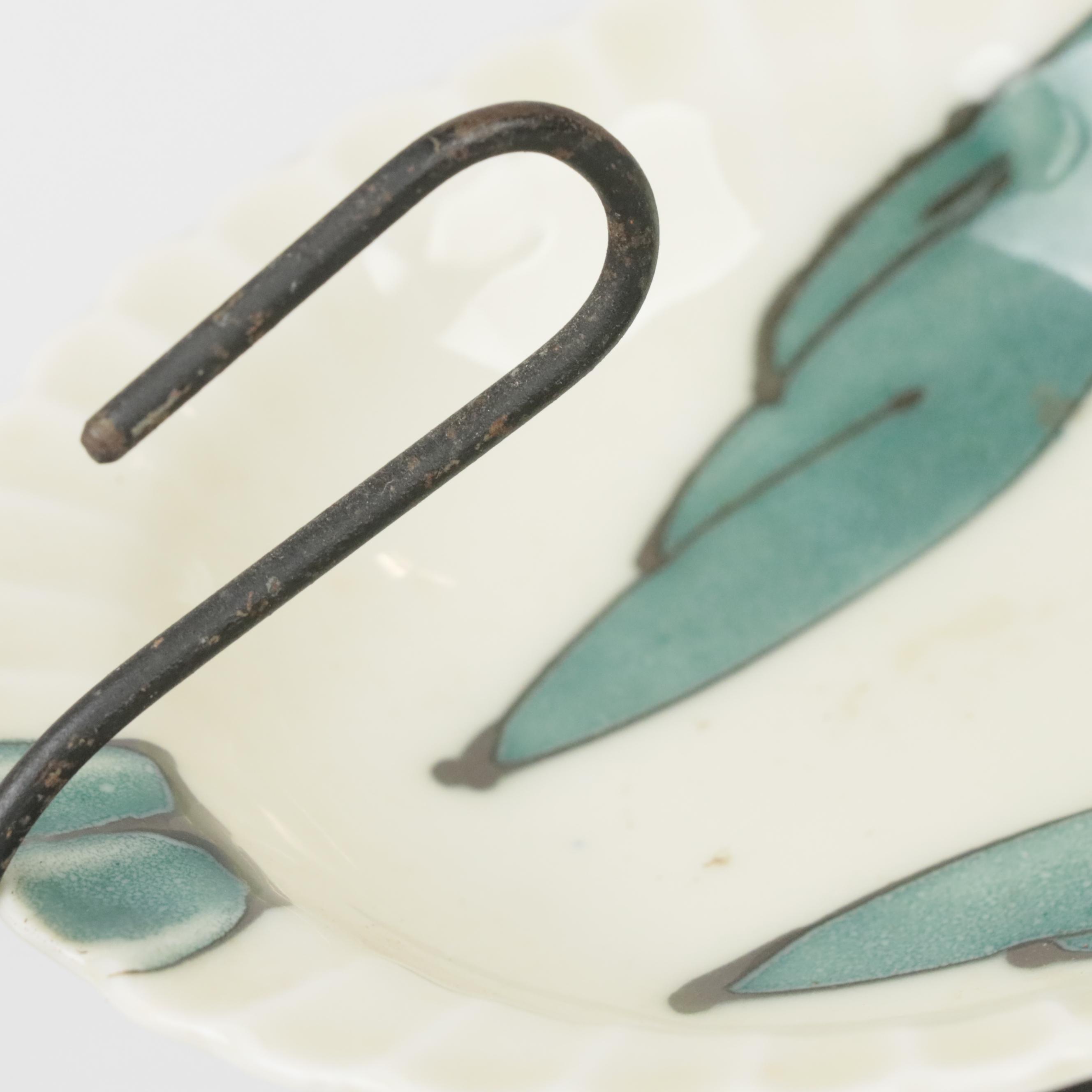 MCM Ceramic Flamingo Planter and MCM Black Wire Swan with Porcelain Ashtray