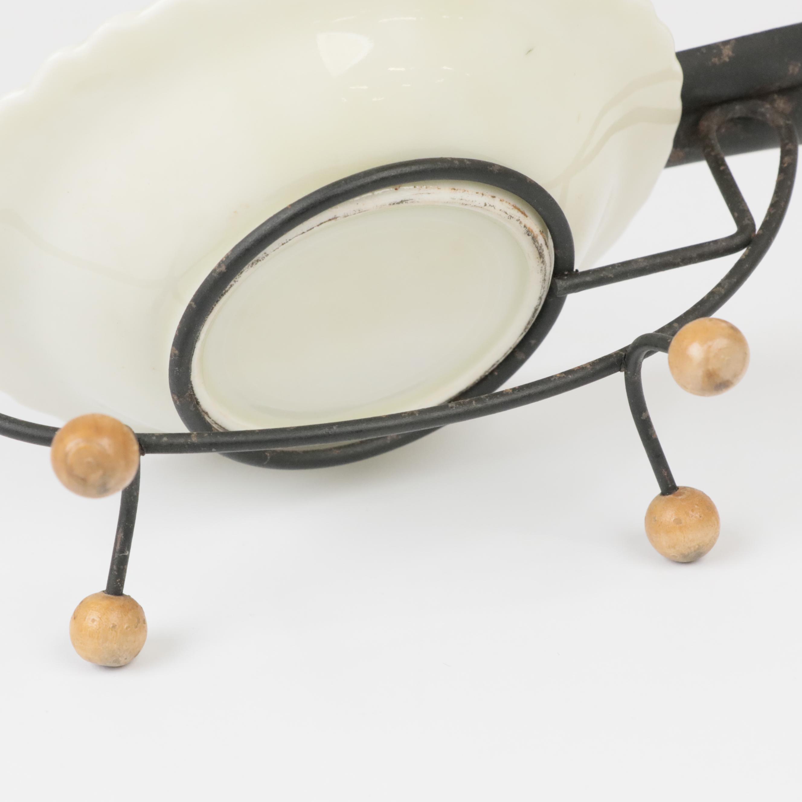 MCM Ceramic Flamingo Planter and MCM Black Wire Swan with Porcelain Ashtray