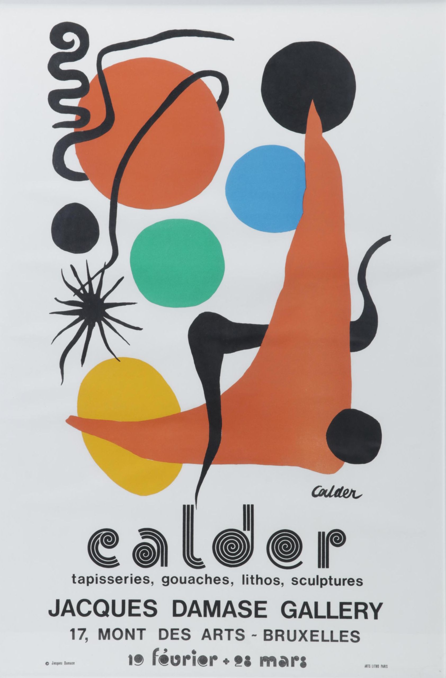 Alexander Calder Color Lithograph Poster for Jacques Damase Gallery, c. 1973