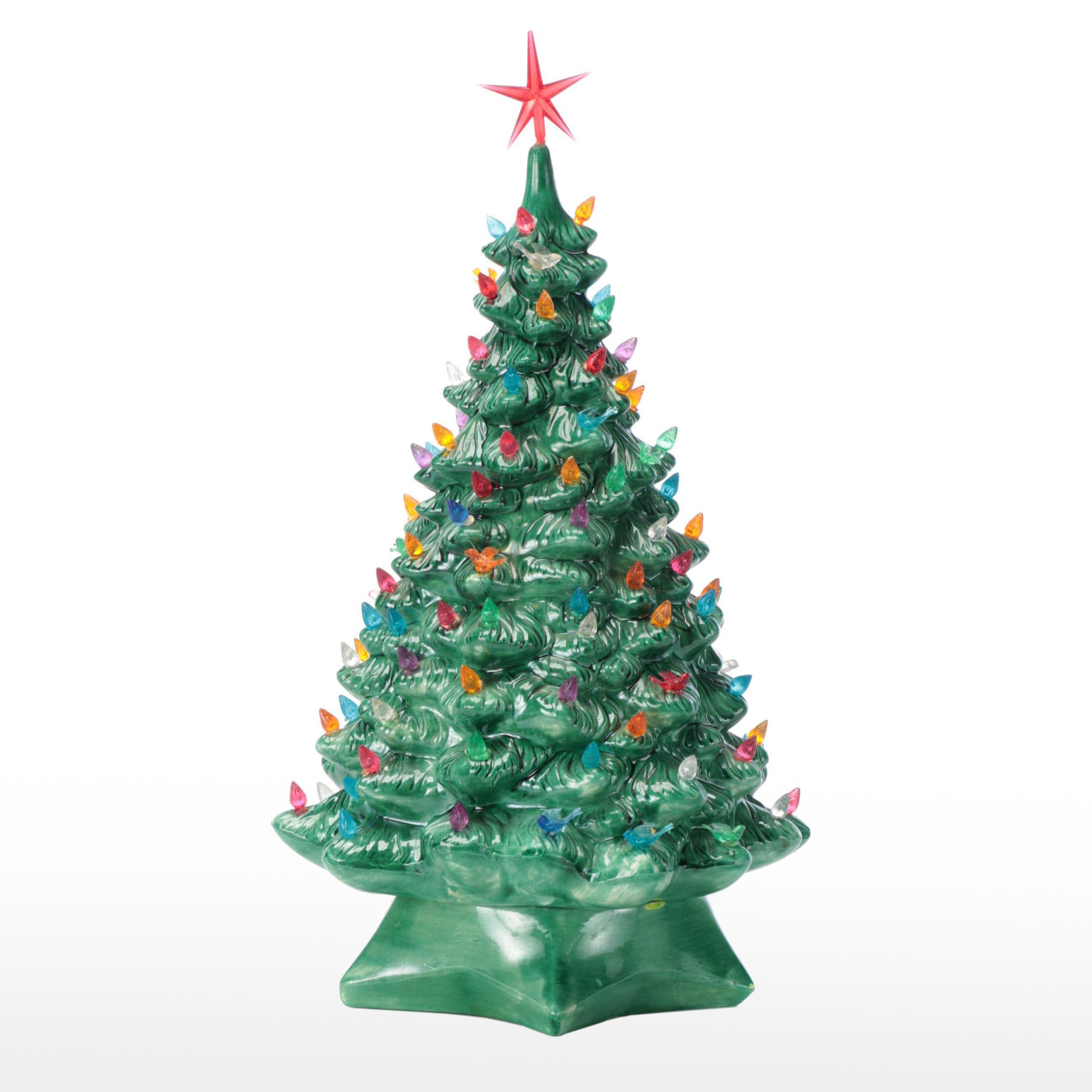 Holland Mold Glazed Ceramic Lighted Christmas Tree