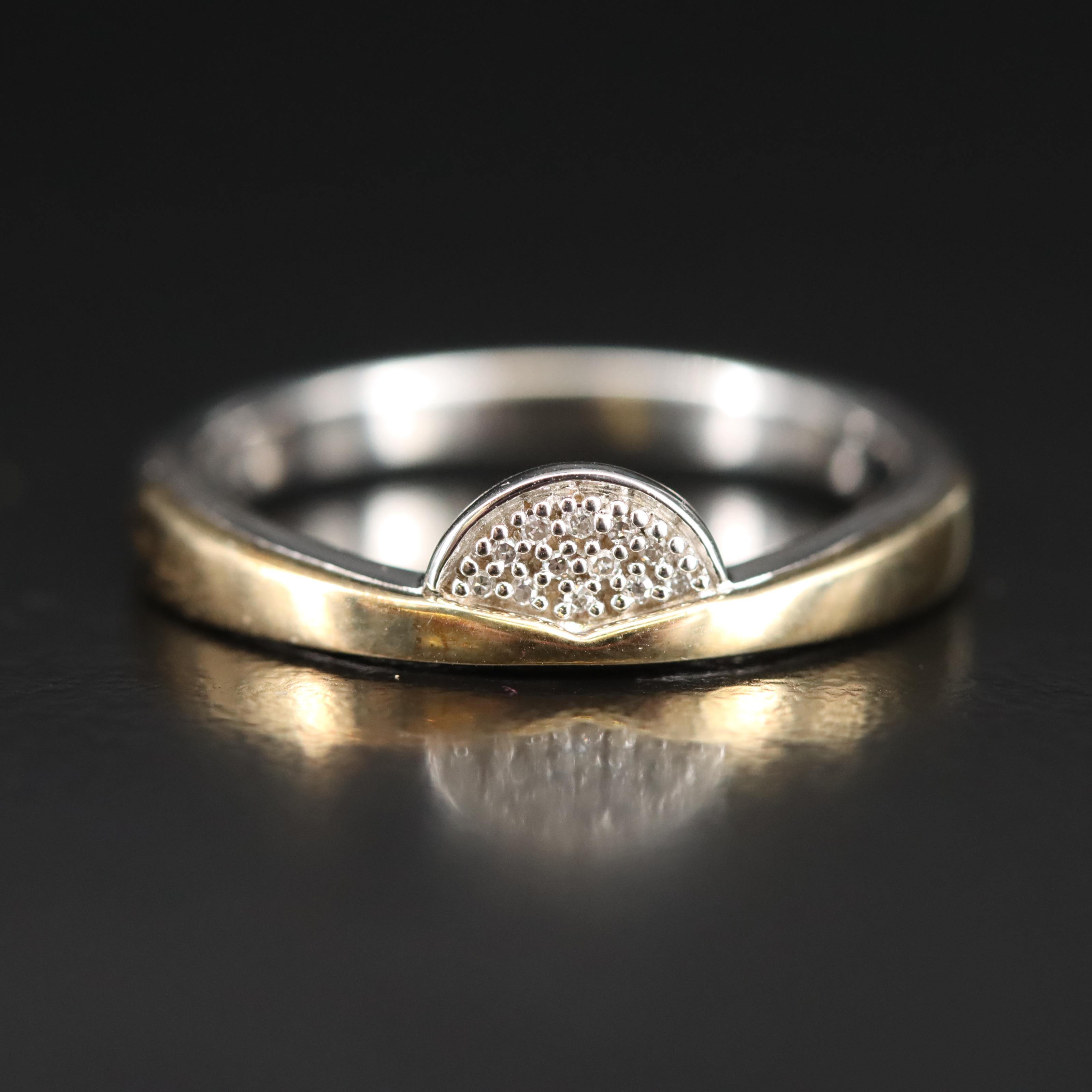 Sterling Diamond Sunrise Ring with 10K Accent