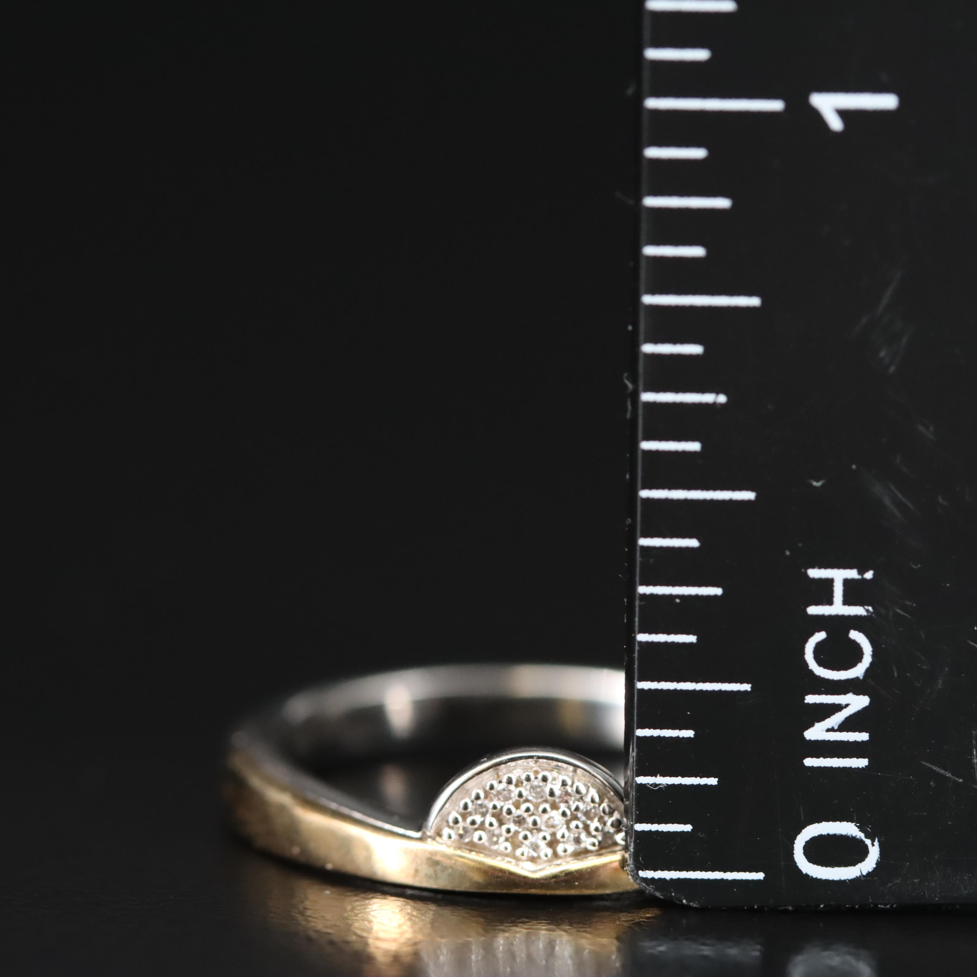 Sterling Diamond Sunrise Ring with 10K Accent