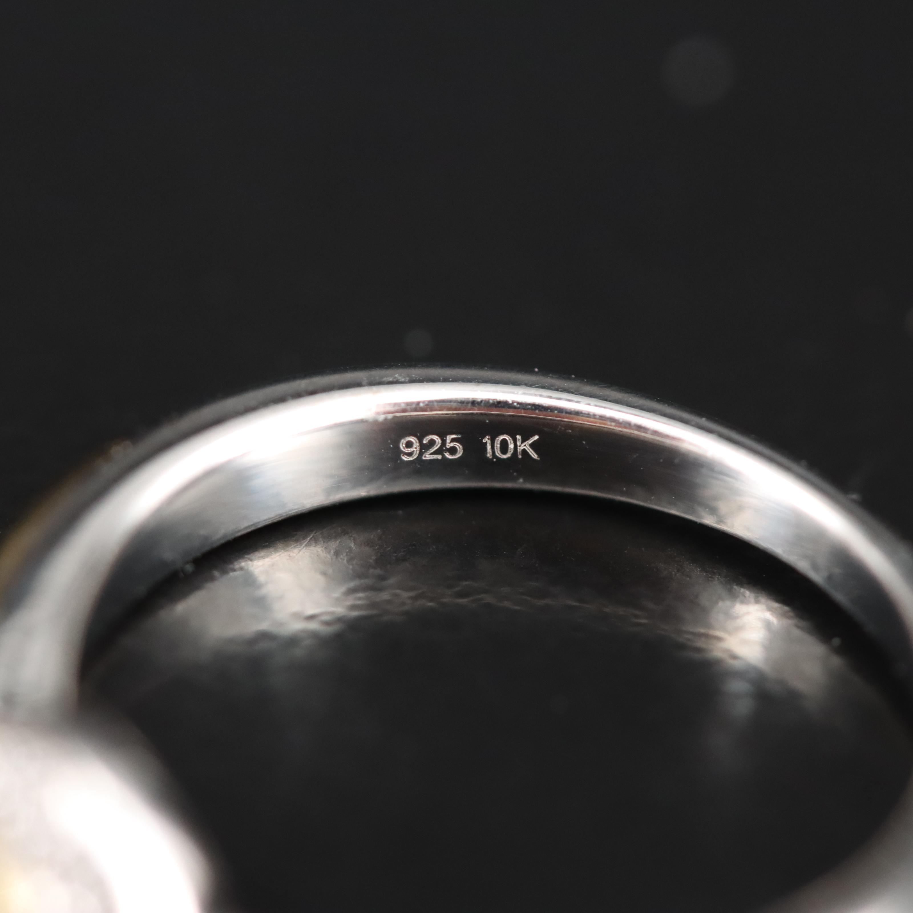 Sterling Diamond Sunrise Ring with 10K Accent